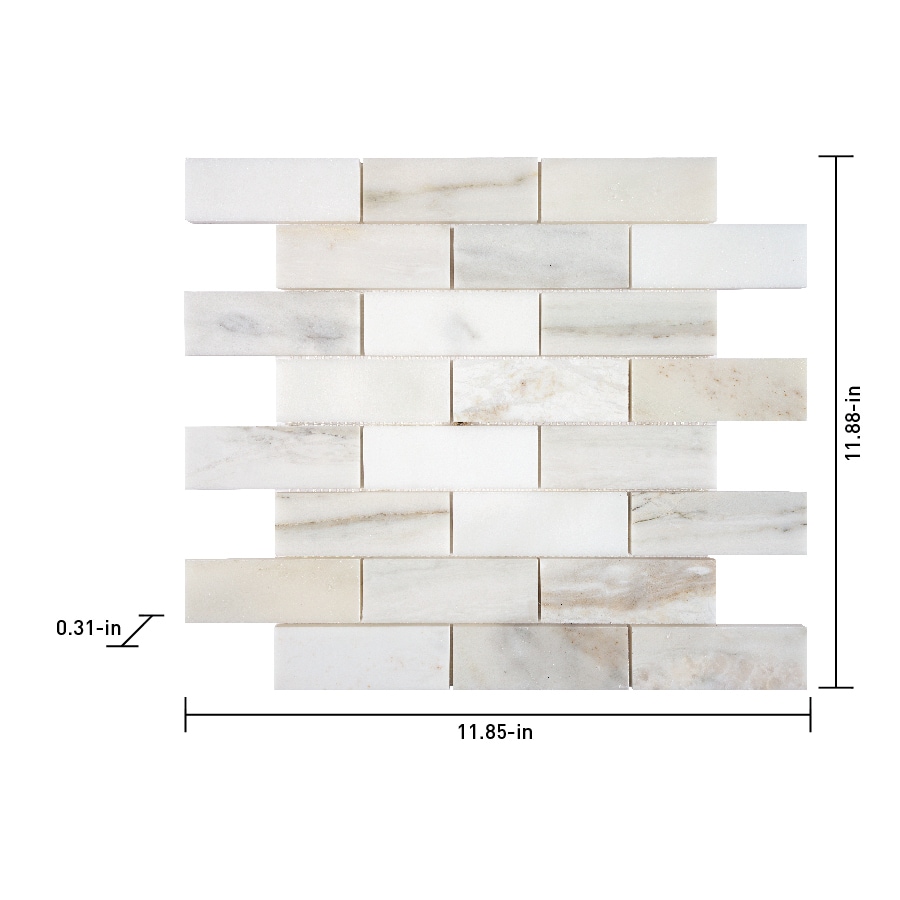 Satori Bianco Perla 12-in x 12-in Polished Natural Stone Marble Brick ...