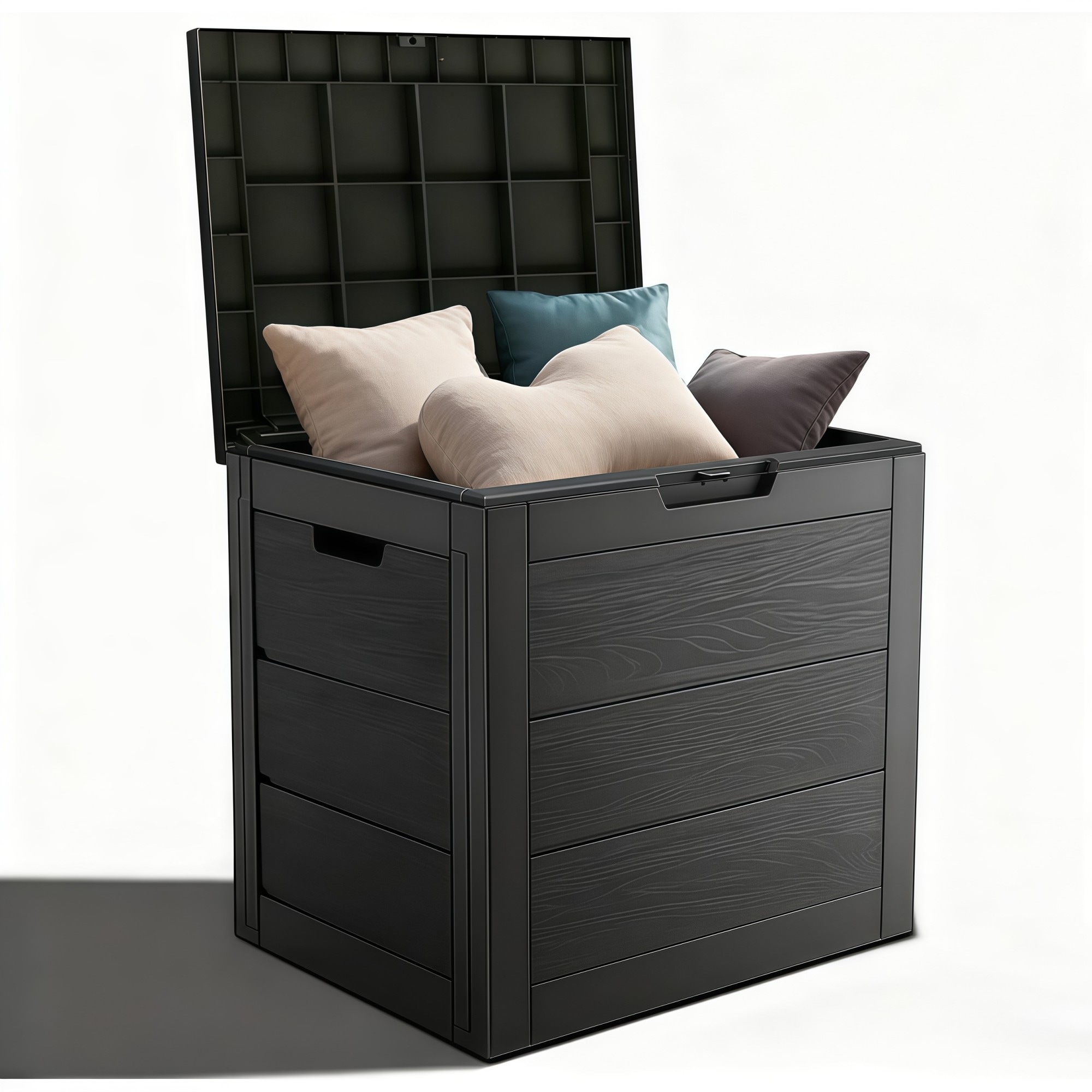 Numhew - 21.85in L 16.73in W 20.7in H 1-Weathertight Black Outdoor Storage Box