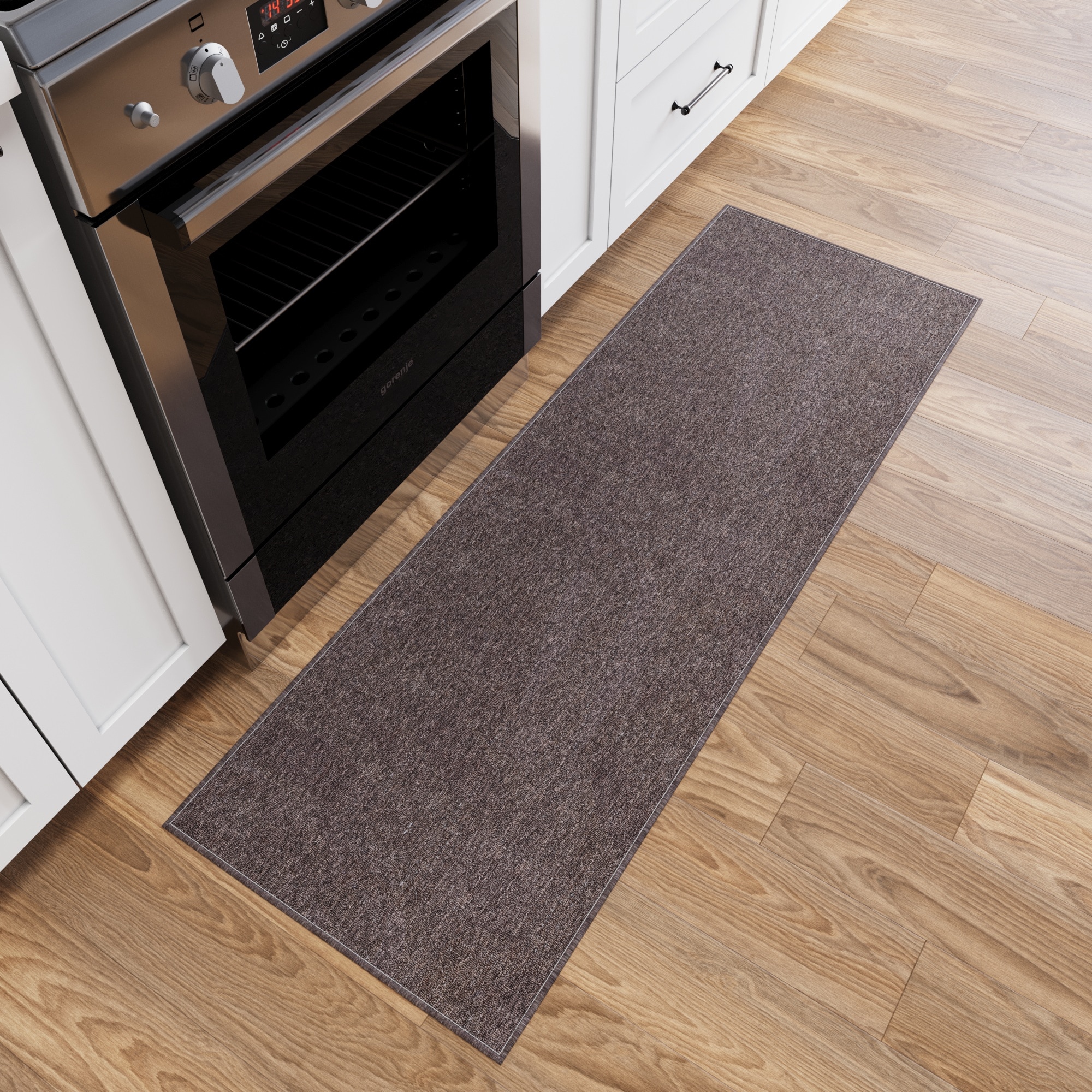 Ottomanson EMY7508-20X59 Non-Slip Hallway Runner 2 x 5 (ft) Loomed Polyester Brown Rectangular Indoor Solid Runner rug