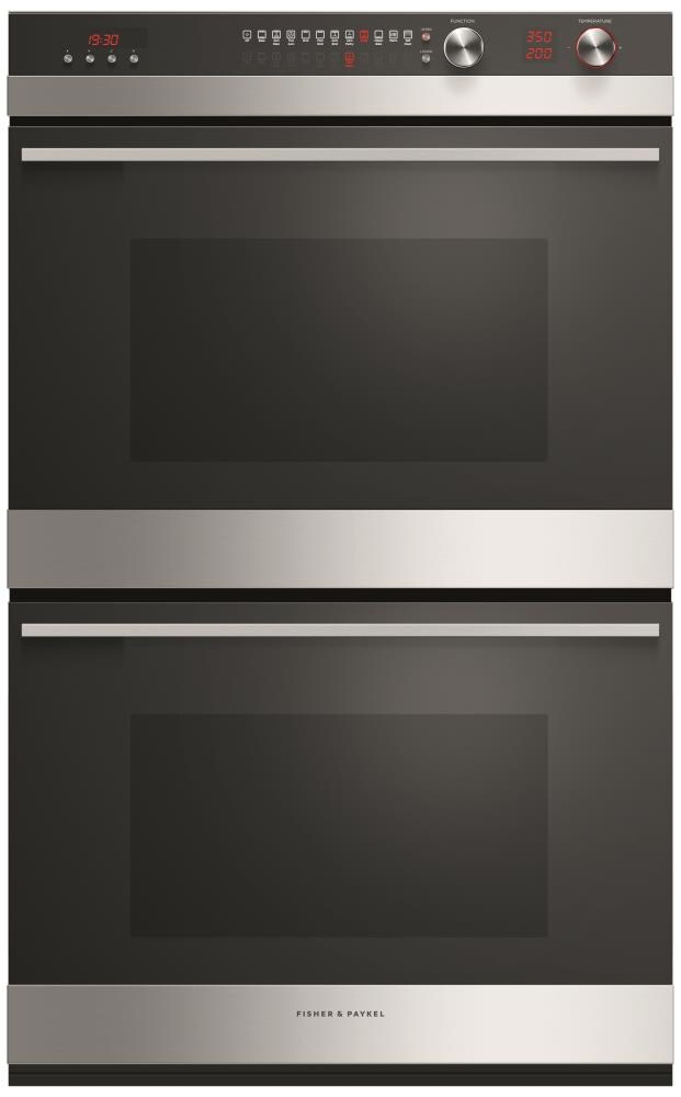 Fisher & Paykel OB30DDEPX3 N 30-in Self-Cleaning Single-Fan European Element Double Electric Wall Oven (Black Stainless Steel)