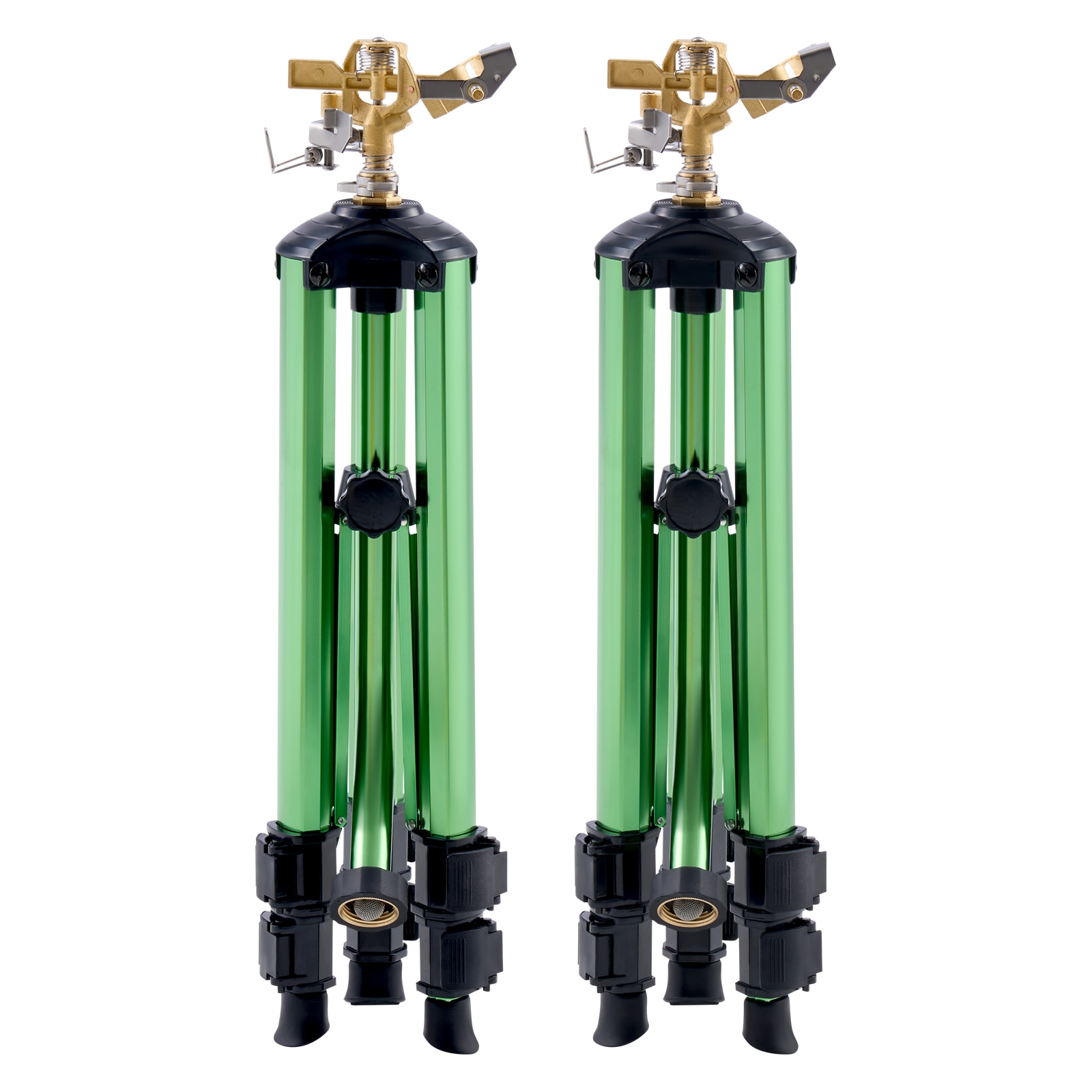 VEVOR Impact Sprinkler on Tripod Base 2 Packs Heavy Duty Tripod Sprinklers with Brass Head and 3/4inNH Connector 360 Degree Large Area Irrigation Sprinkler Adjustable Heights Sprinkler for Yard