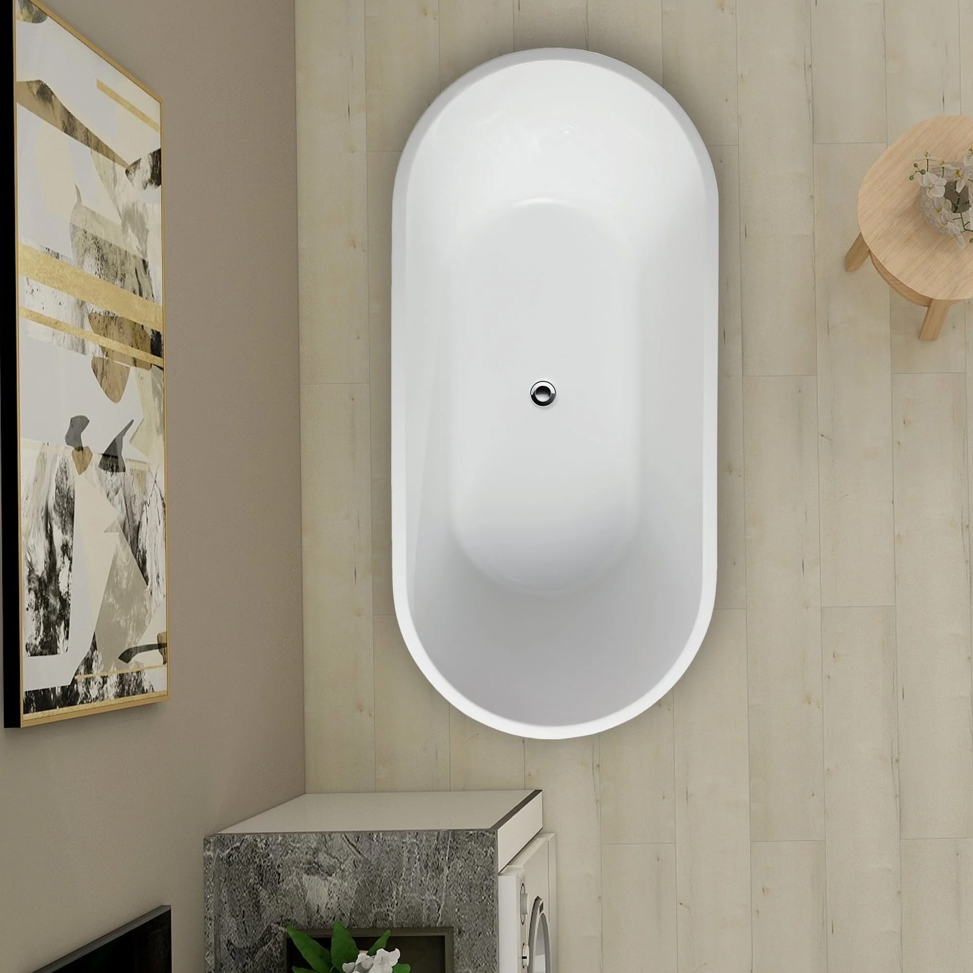 Antony 63" White Acrylic Freestanding Soaking Bathtub