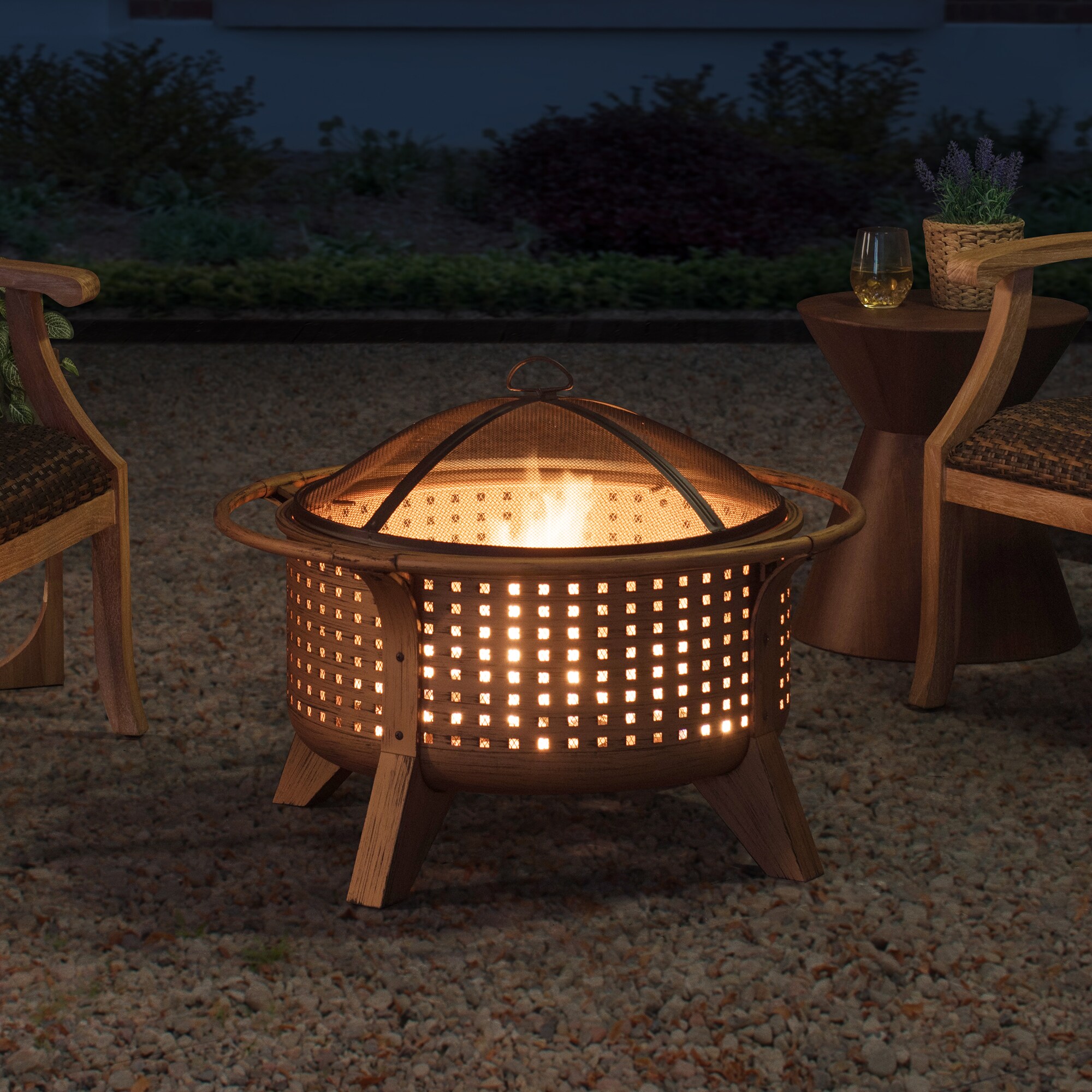 Sunjoy 30-in W Copper/Black Steel Wood-Burning Fire Pit at Lowes.com