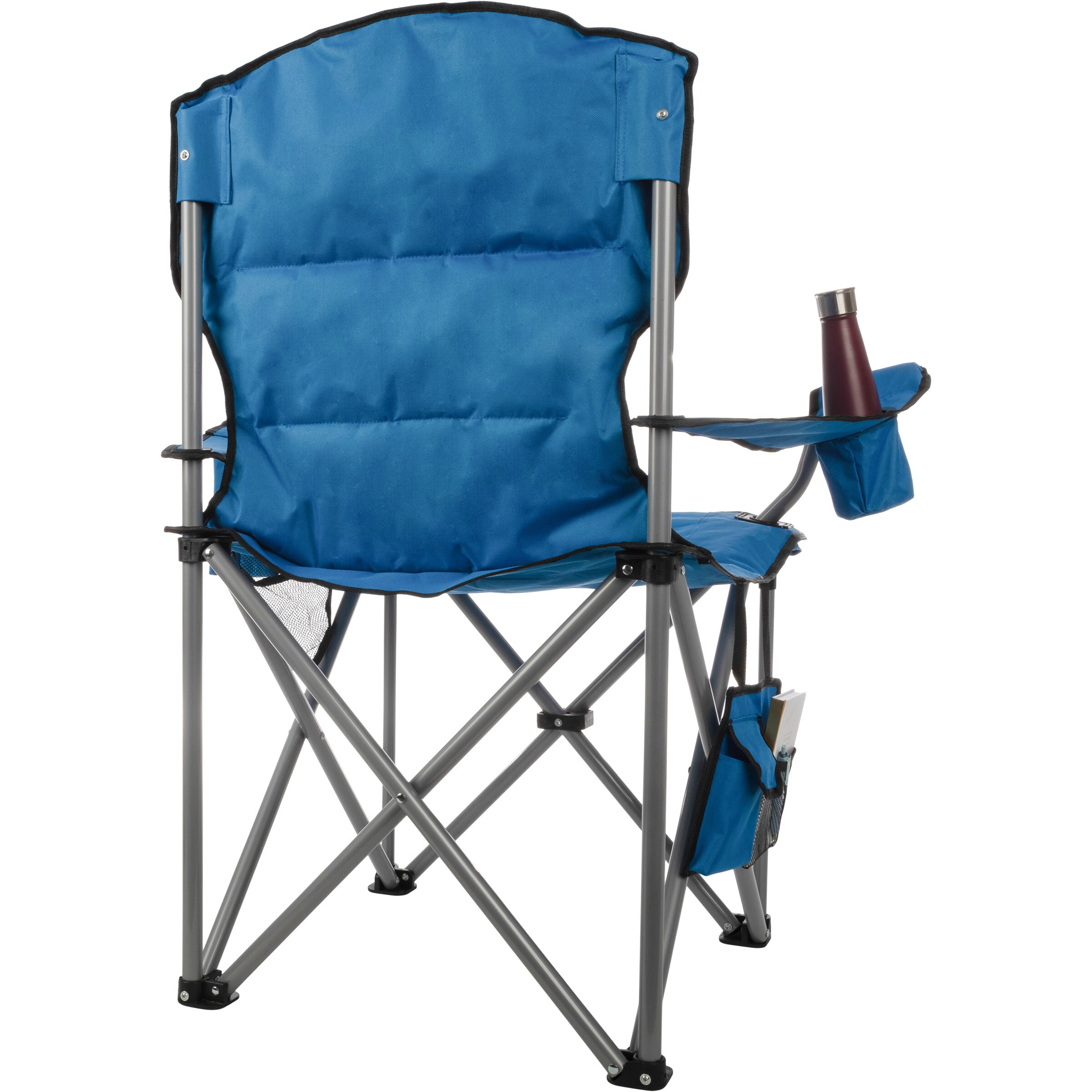 Oversized Blue and Gray Heavy Duty Folding Camping Chair