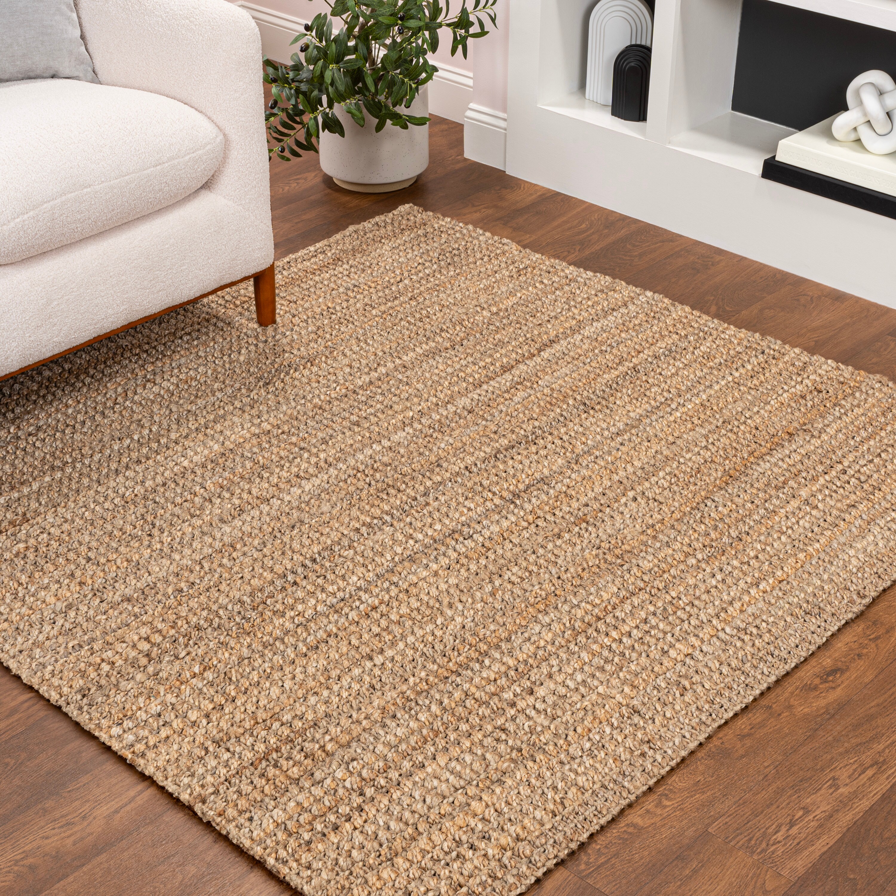 JONATHAN  Y NFR102A-6SQ NATURAL FIBER Estera Boucle 6 x 6 (ft) Loomed Jute Natural Square Indoor Solid Bohemian/Eclectic Area rug