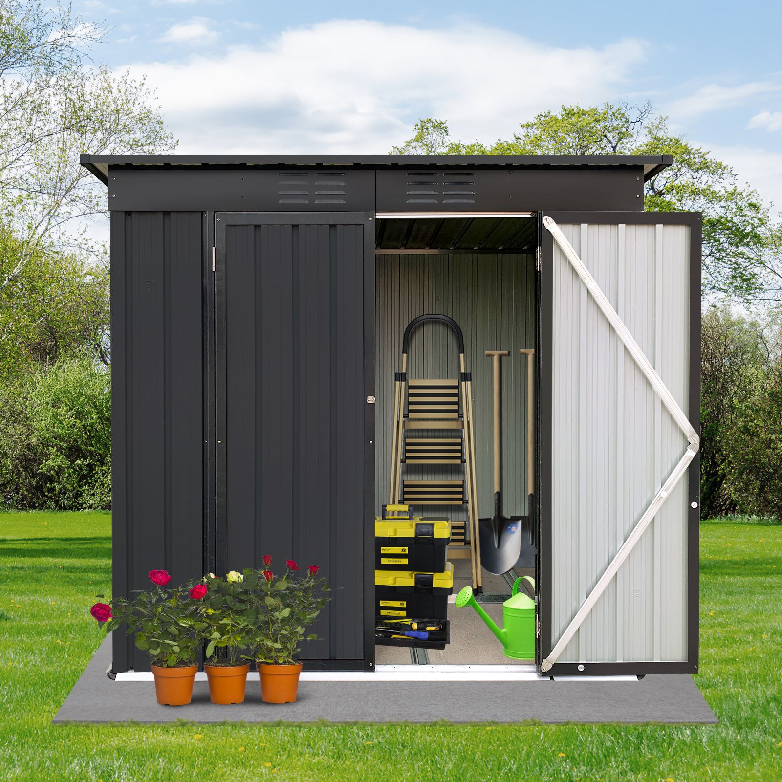 Flynama 4-ft x 6-ft Aluminum Storage Shed in the Metal Storage Sheds ...