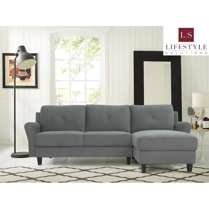 Lifestyle Solutions Casual Dark Grey, Grey Microfiber Sofa And Loveseat