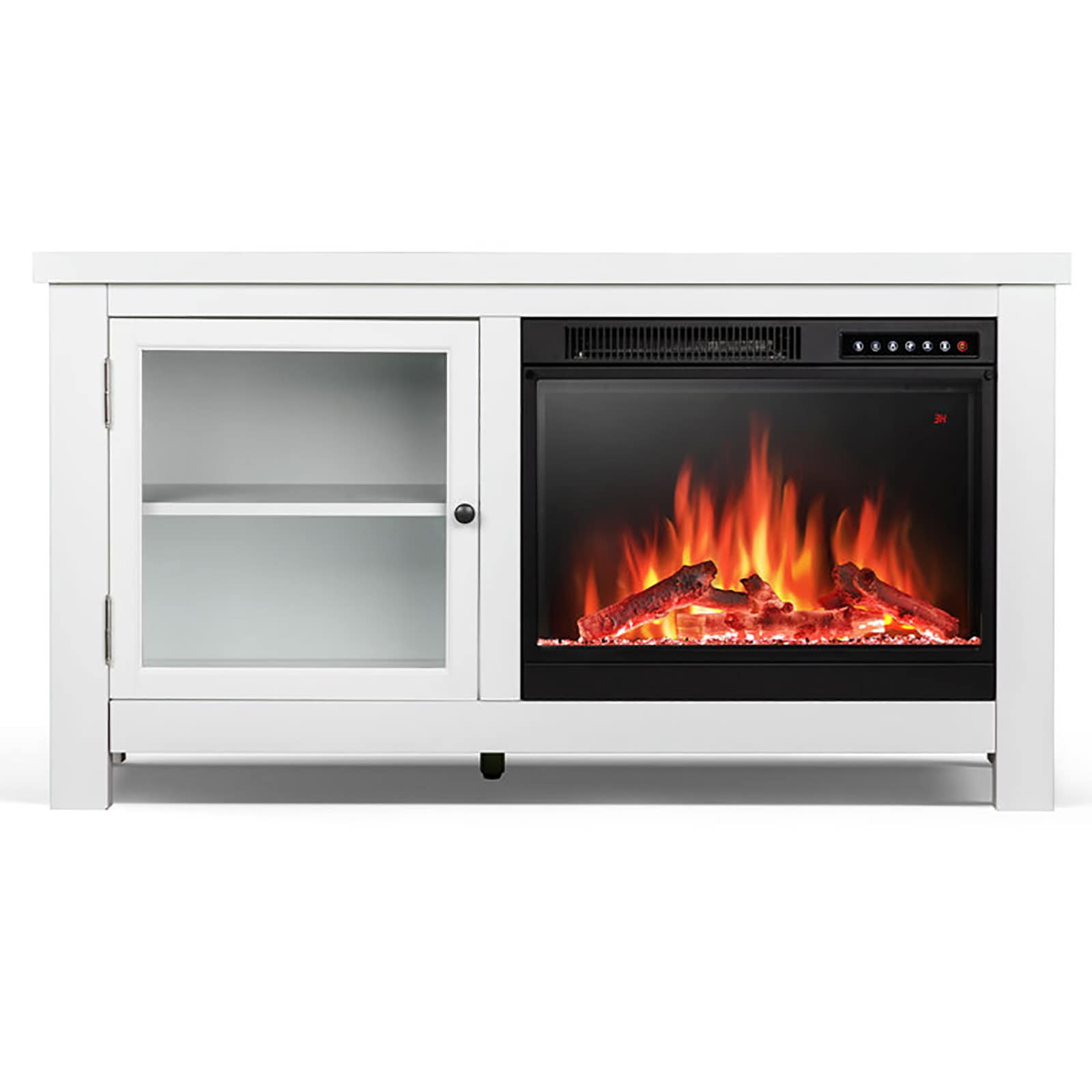 COWSAR 47.64-in W White TV Stand with Infrared Quartz Electric Fireplace LSSM2304W Sansujyuku sansujyuku.com