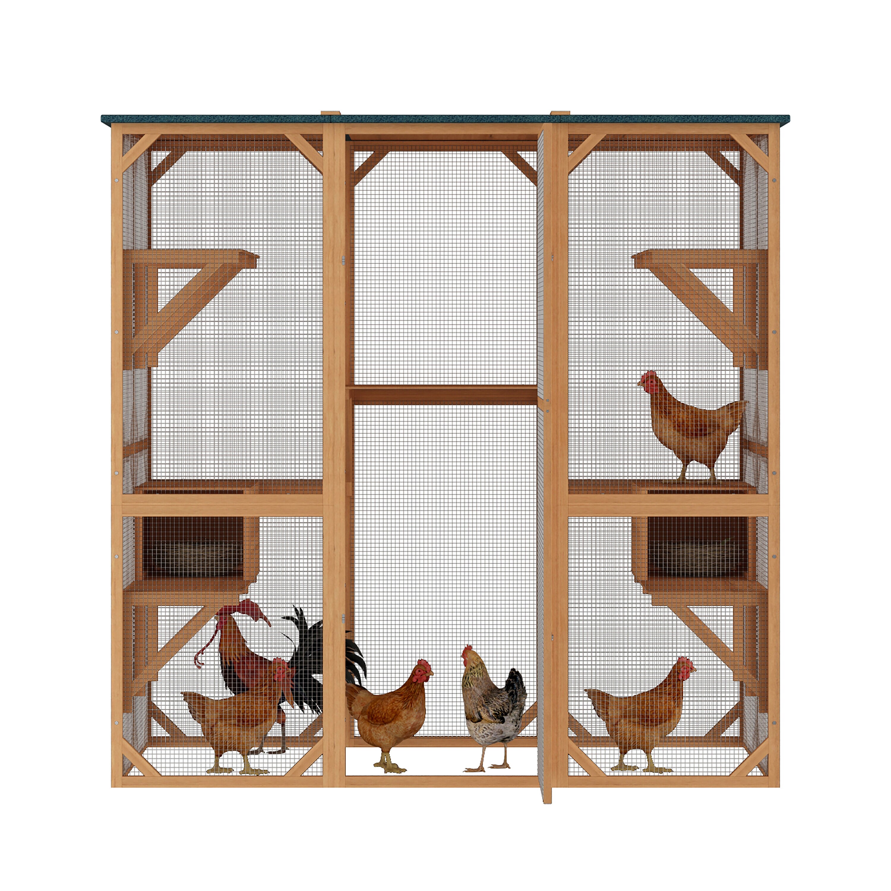 MIDHAM Brown Wood Convertible Chicken Coop and Rabbit Hutch KF150142-01 ...