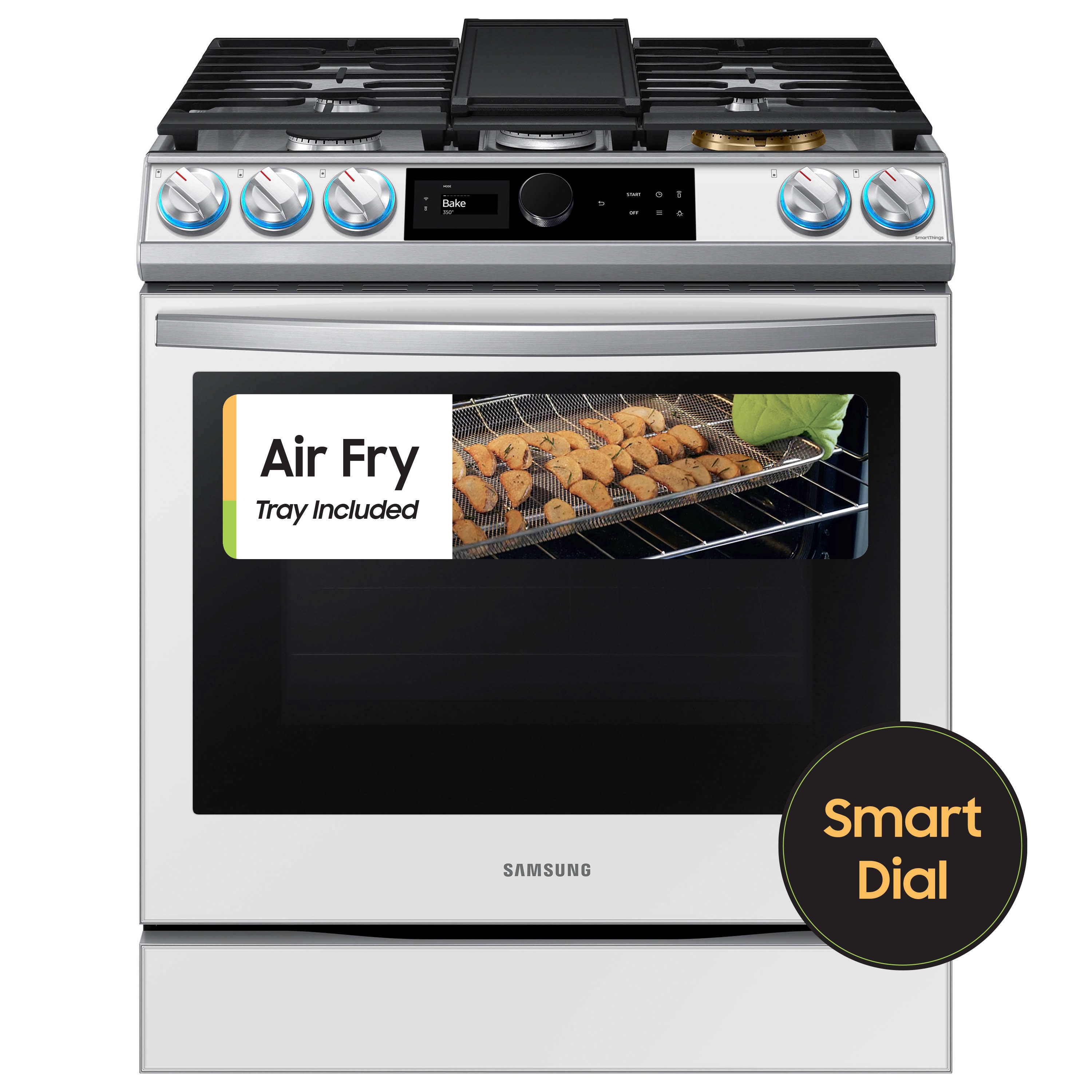 Samsung - Bespoke 6.3 Cu. ft. Smart Front Control Slide-in Electric Range with Air Fry & Wi-Fi - White Glass