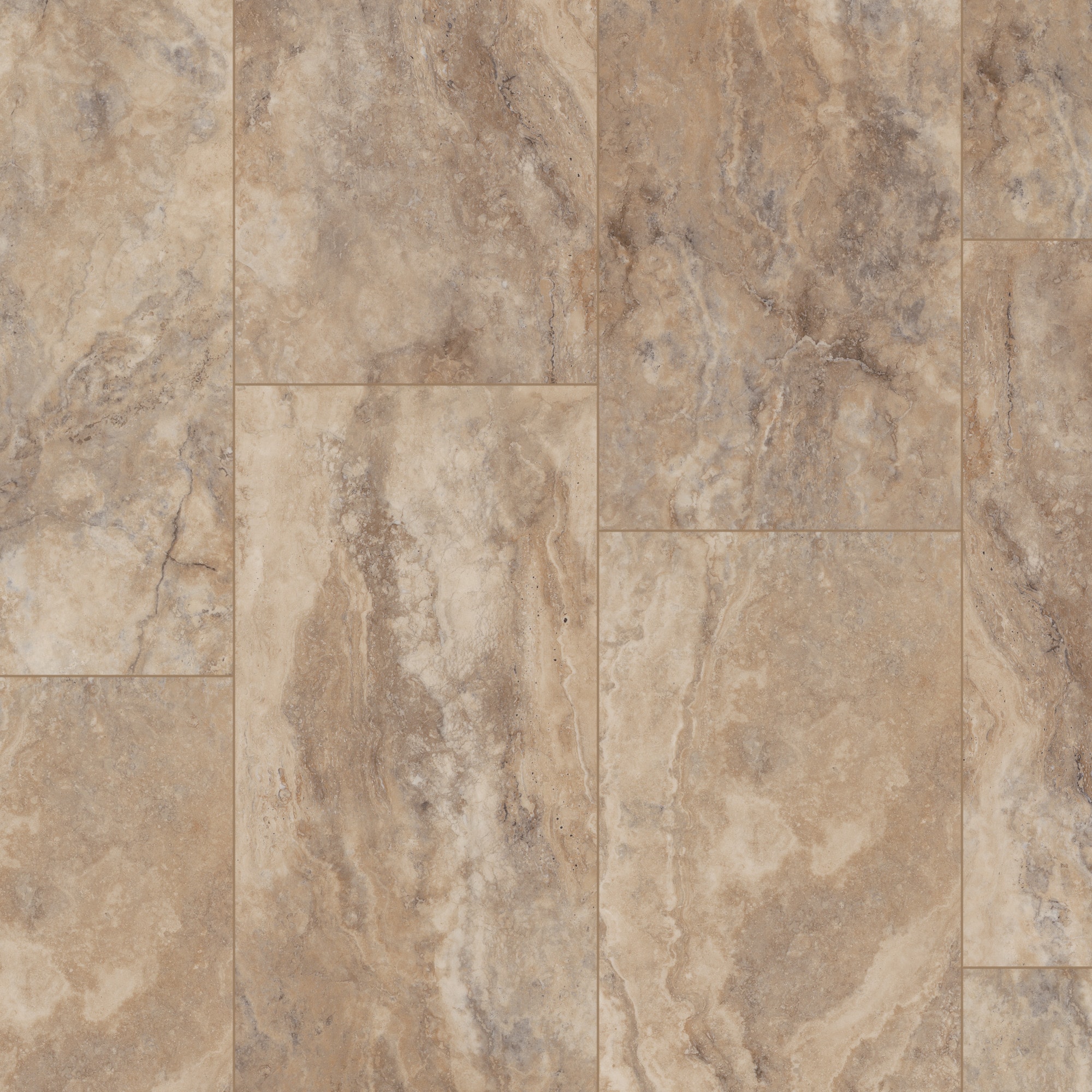 SMARTCORE 50SLVF1202 By COREtec Floors Tivoli Travertine Brown Stone look 12-mil x 12-in W x 24-in L Waterproof and Water Resistant Interlocking Luxury Vinyl Tile Flooring ( 15.71-sq ft Carton )