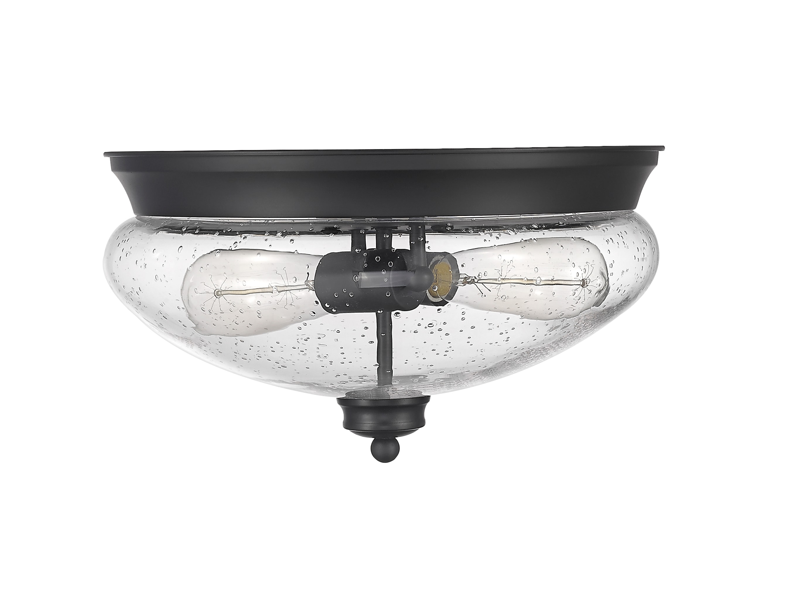 Matte Black Glass 2-Light Flush Mount Ceiling Fixture
