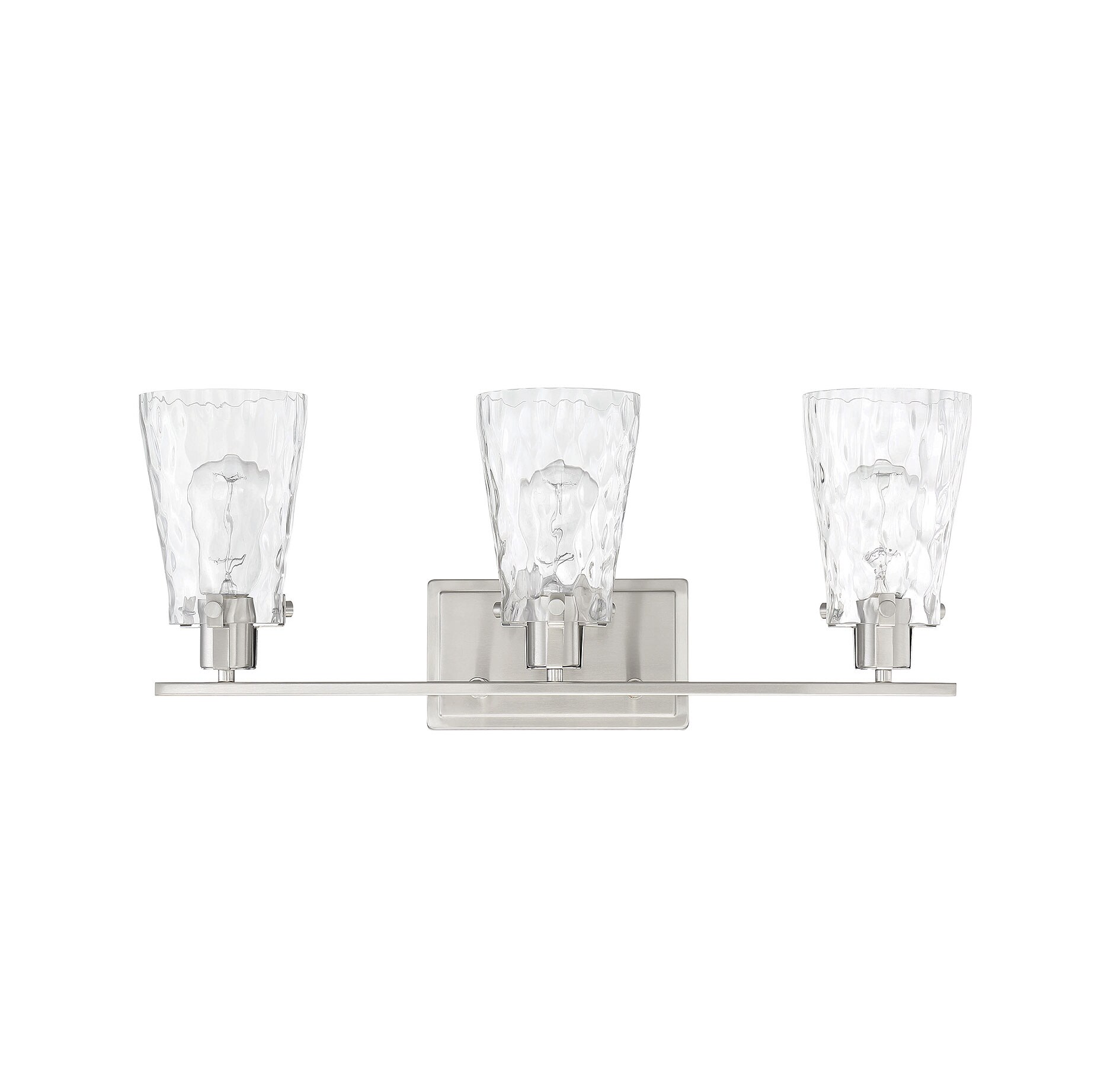 Satin Nickel 3-Light Cylinder Vanity Fixture with Clear Glass Shades