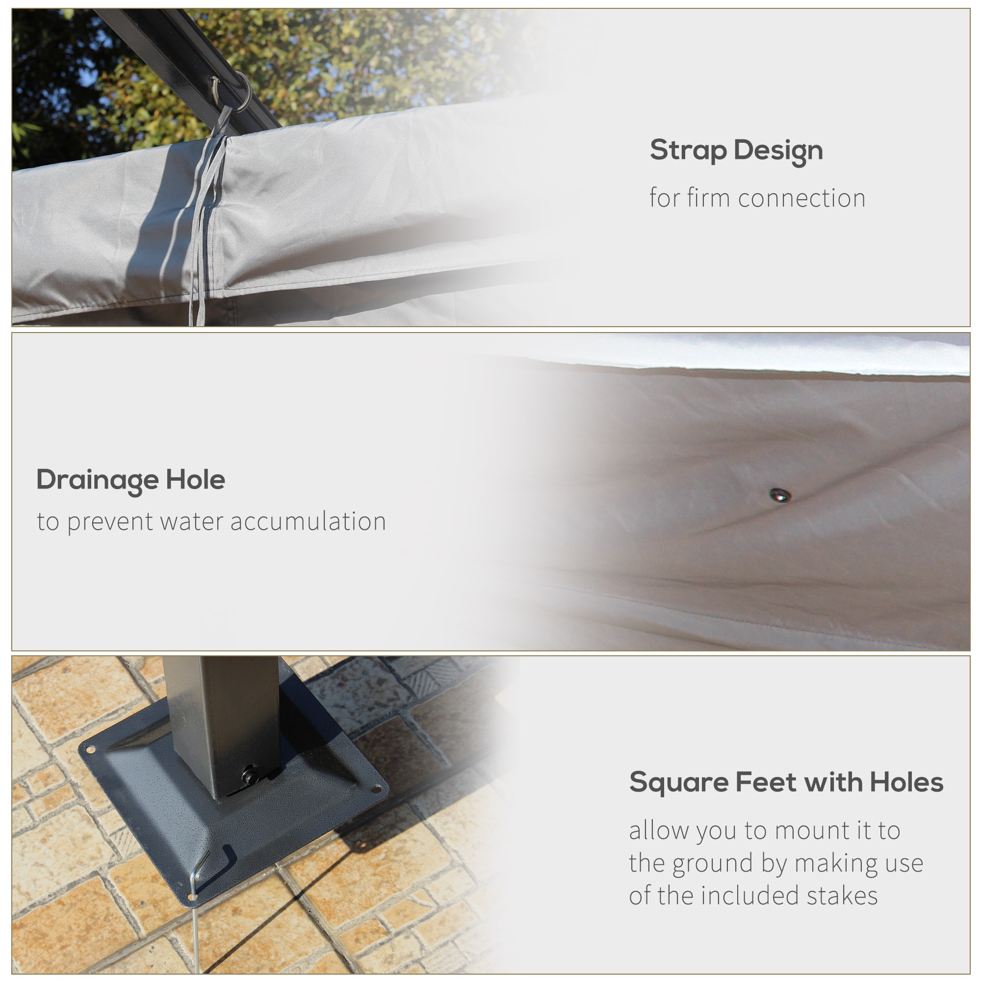 Siavonce 11.5-ft x 11.5-ft Square Gray Standard canopy in the Canopies ...