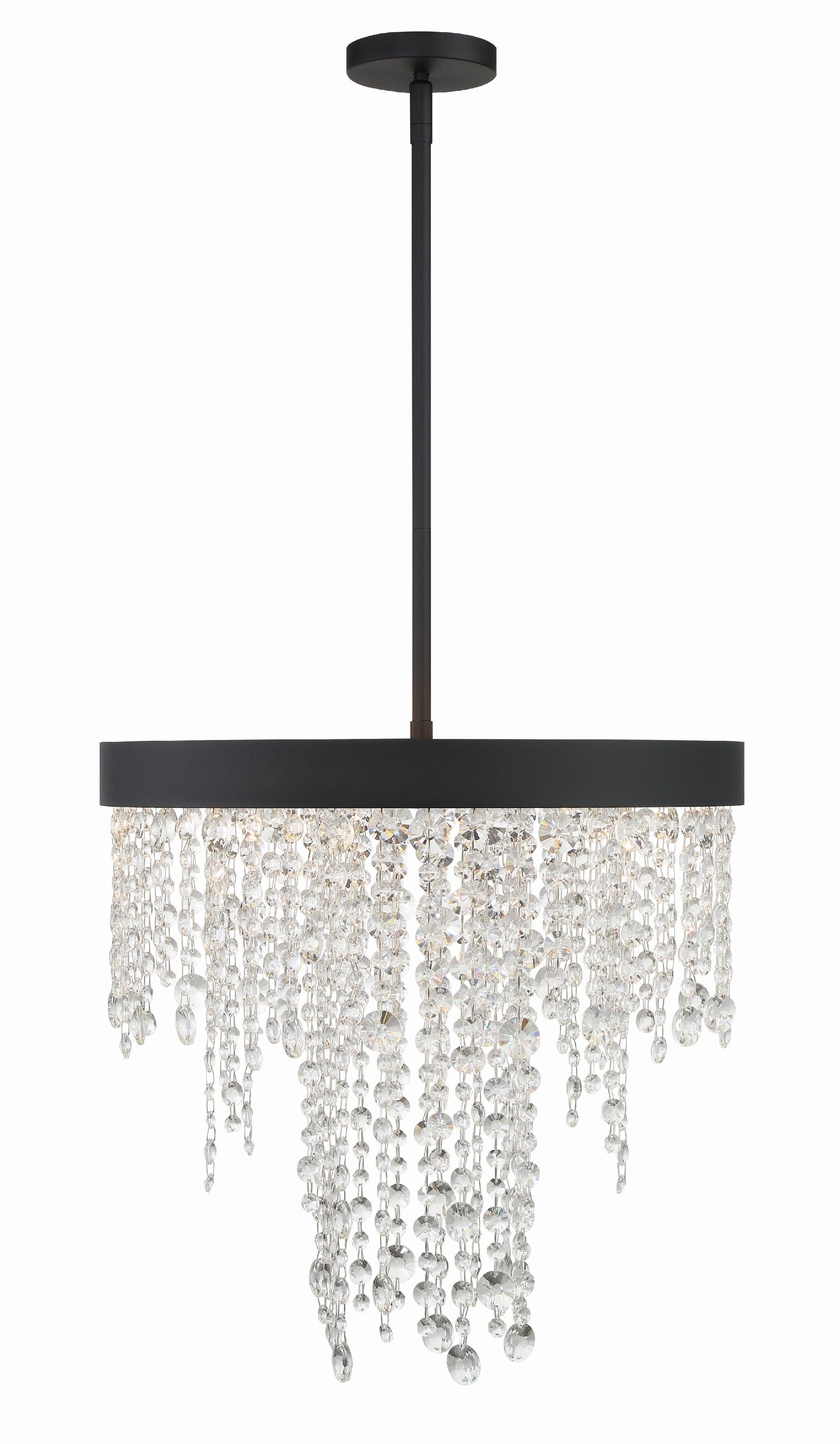 Crystorama WIN-615-BF-CL-MWP Winham 5 -Light Matte Black Glam Crystal For Use in Bathrooms, Bedrooms, Dining Rooms, Foyers, Kitchens, Living Rooms Chandelier