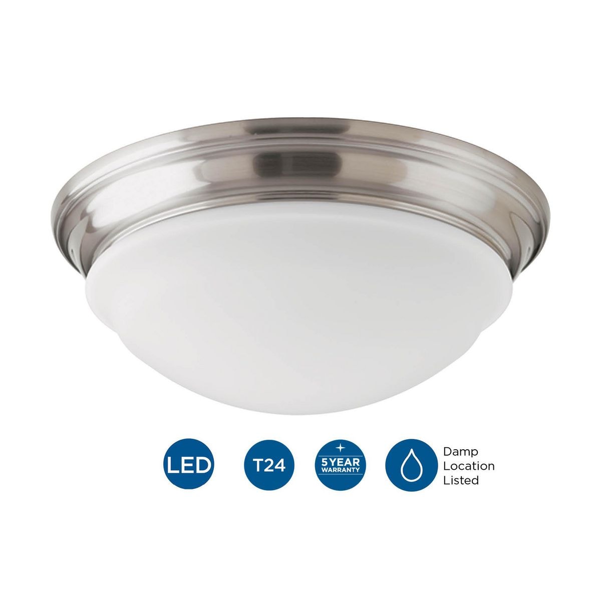 Brushed Nickel LED Flush Mount with Etched Glass Bowl