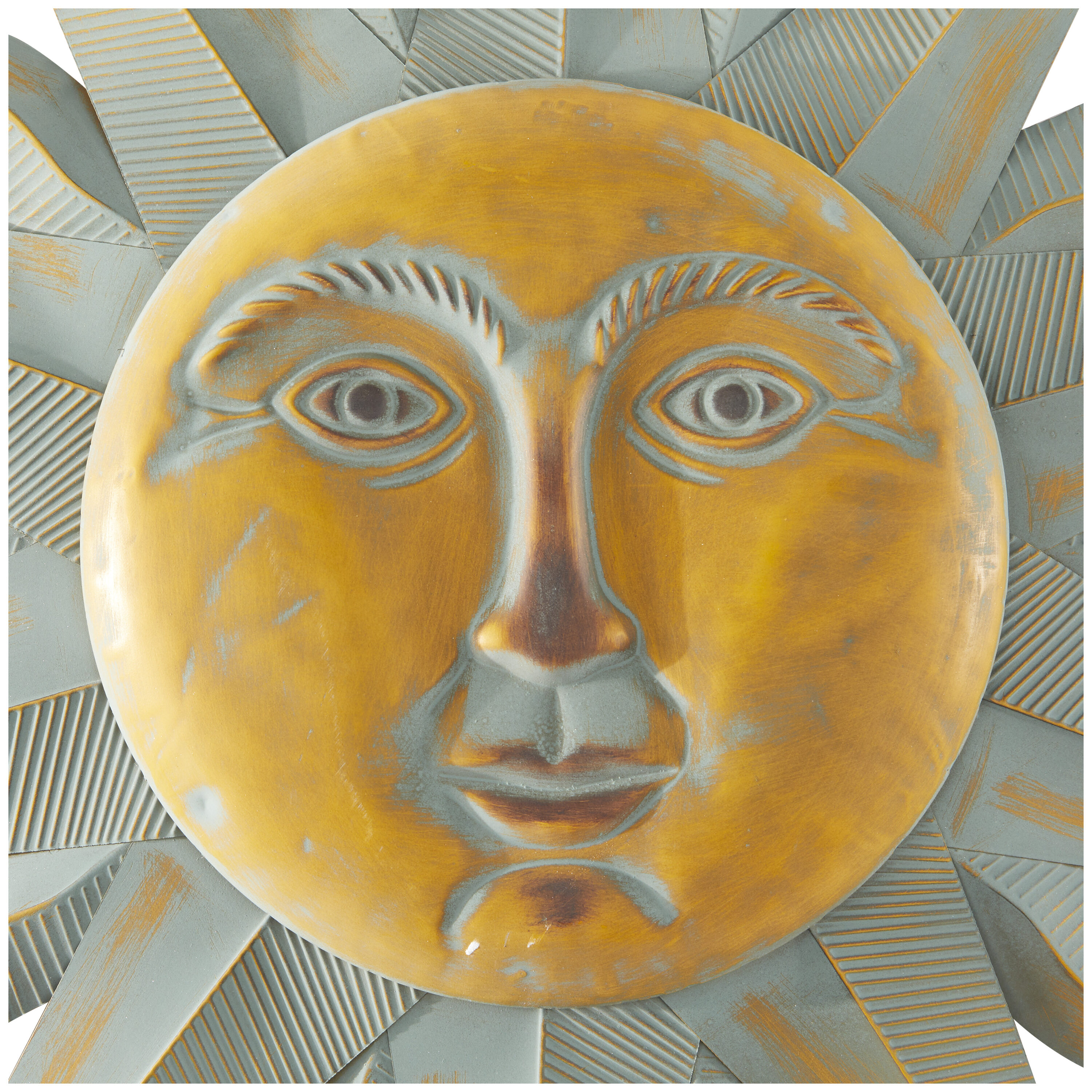Gold Distressed Metal Sunburst Wall Sculpture