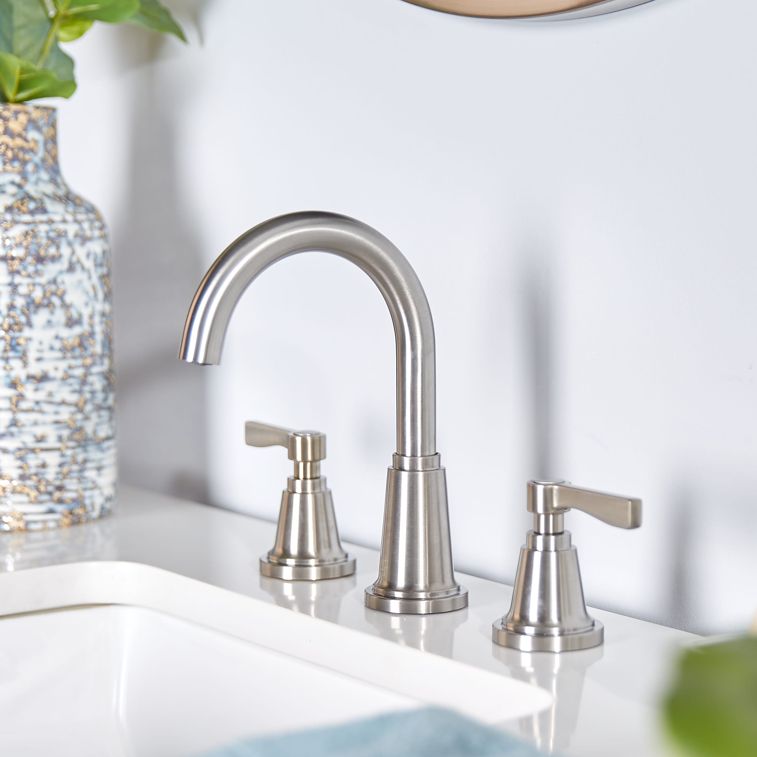 allen + roth Townley Brushed Nickel Widespread 2-Handle WaterSense ...