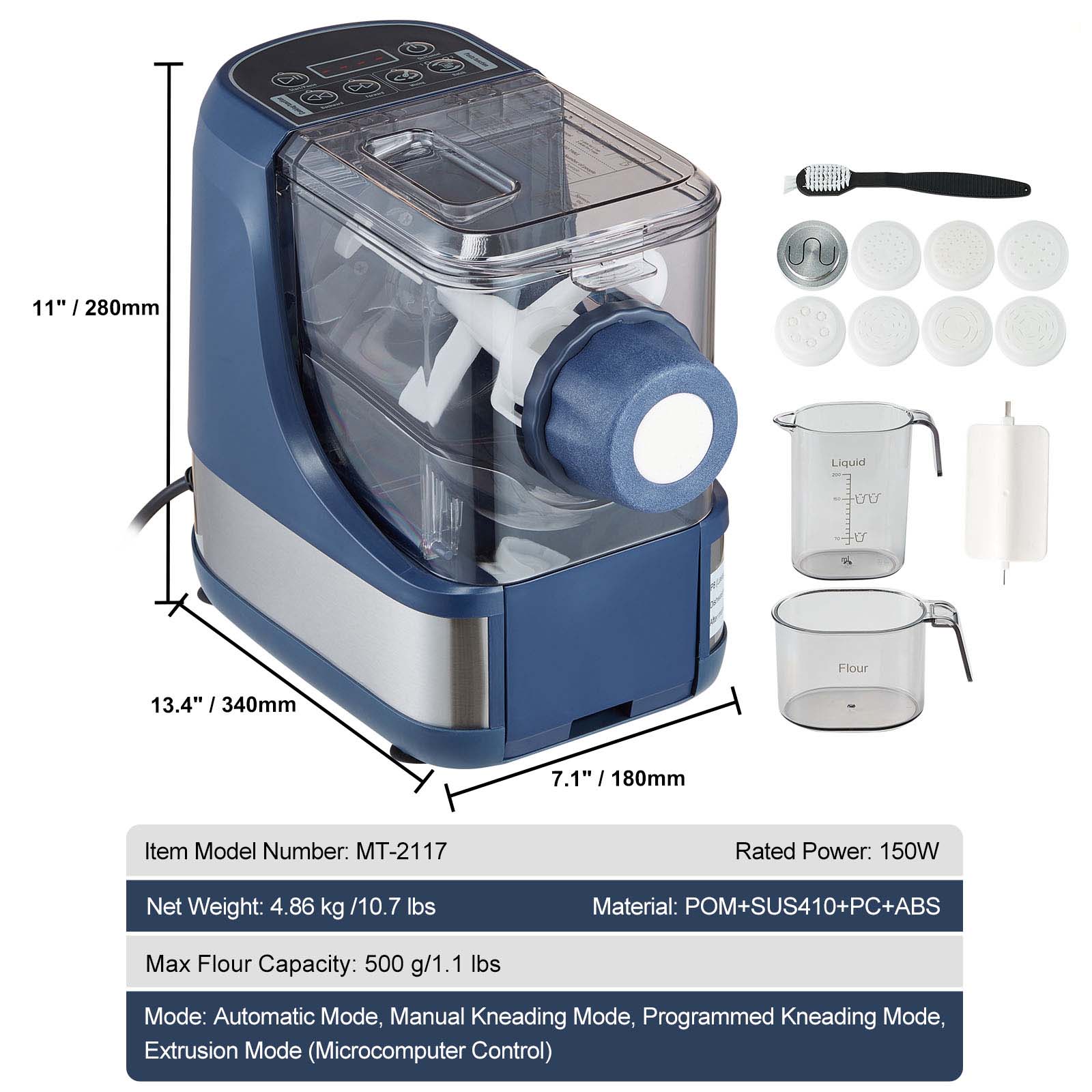 Stainless Steel Electric Pasta Maker with Adjustable Thickness Settings