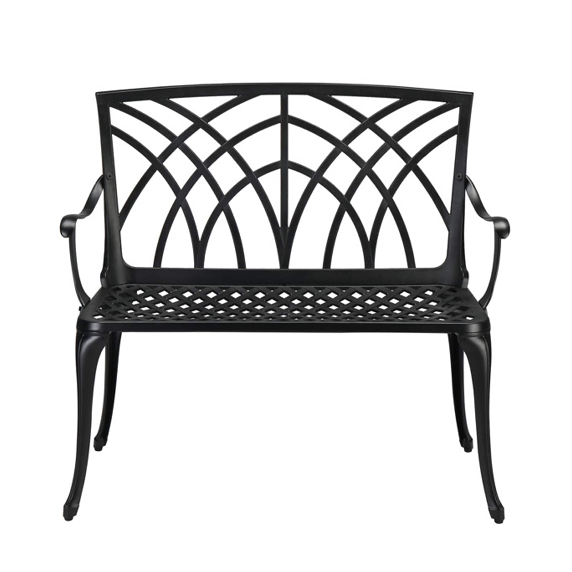 AHIOU HOME ZAAH-DHI6CKWBH Kelowna 38-Inches W x 35.4-Inches H Black Aluminum Love seat Bench