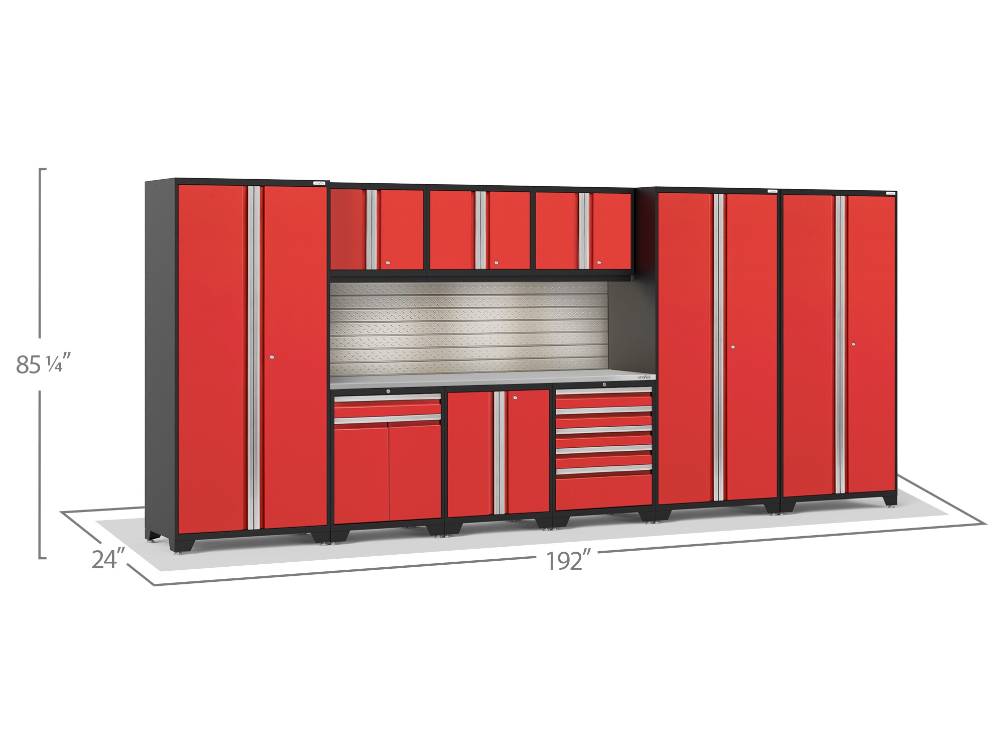 Newage Products 9 Cabinets Steel Garage Storage System In Deep Red 192
