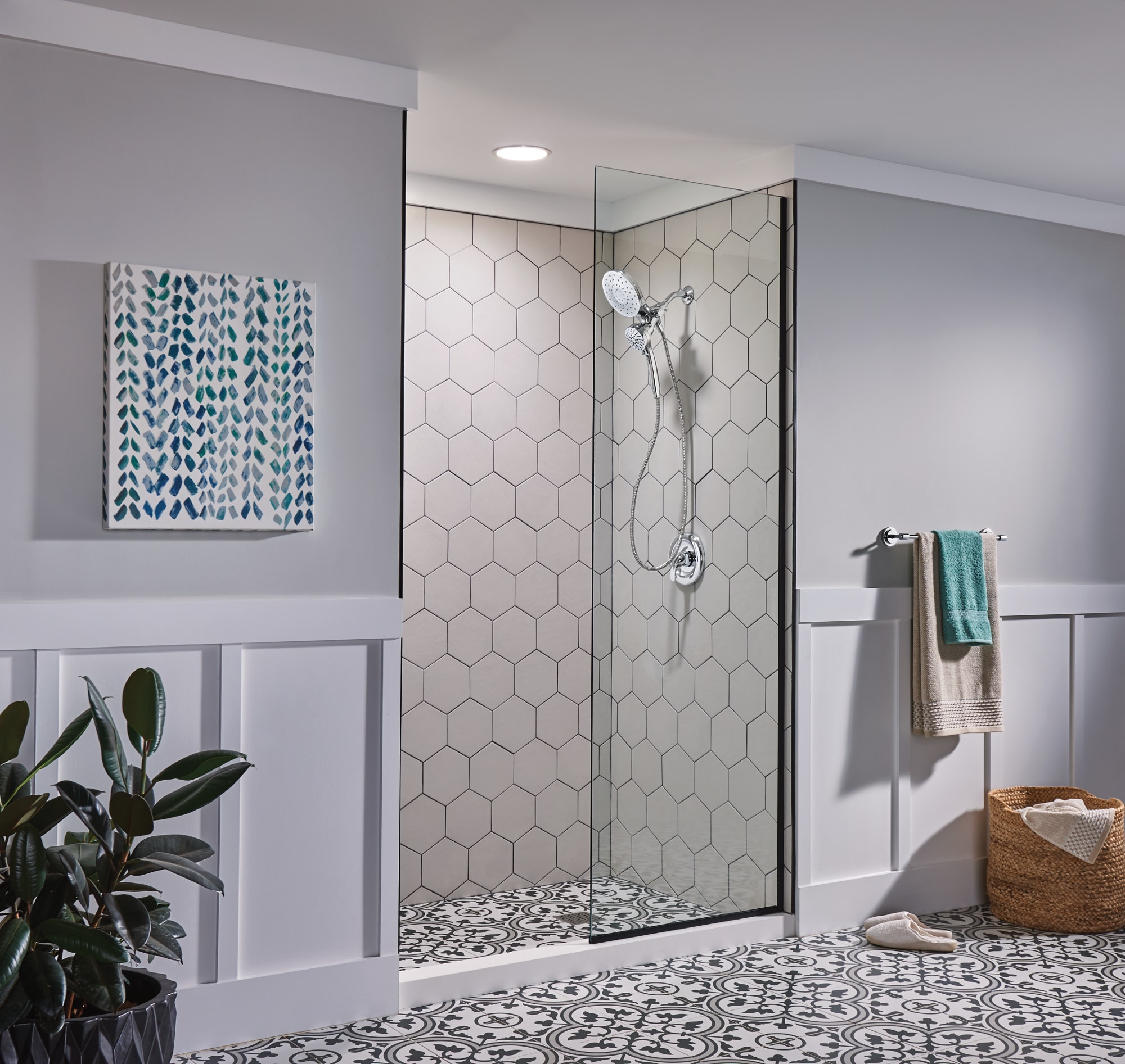 Chrome Wall Mounted Rain Handheld Shower Combo