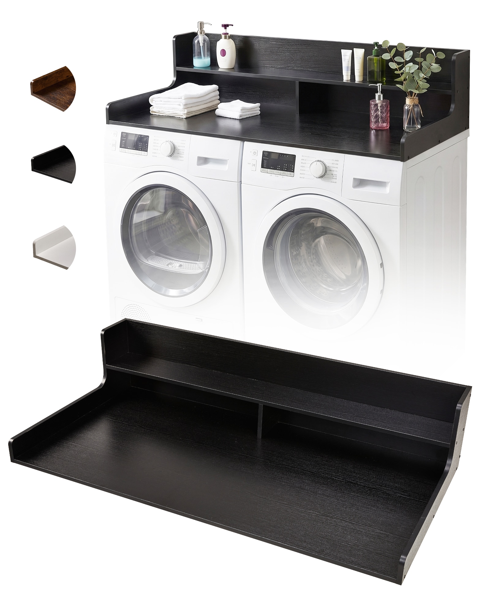GarveeLife Laundry Shelf Over Washer and Dryer 54in x 27.5in Heavy Duty Wooden Countertop Topper with 12in Fences Farmhouse Decor Organizer Table for Laundry Room