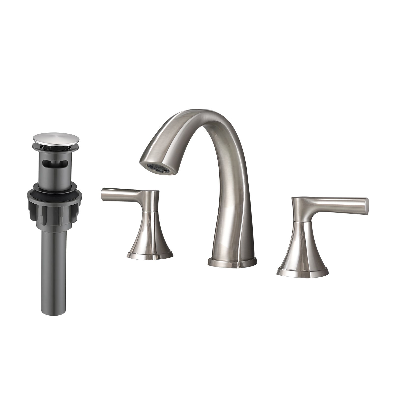 BEARSOLIM 2 Handles Mid-arc Bathroom Sink Faucet WaterSense Swivel Spout Widespread Bathroom Faucets for 3 Hole with Pop-Up Drain