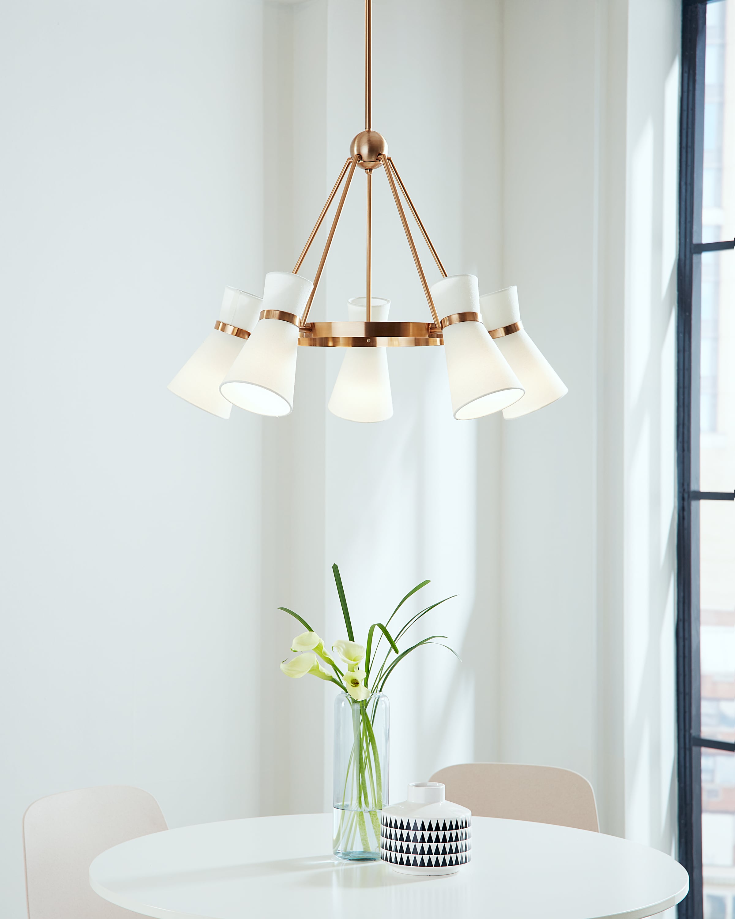 Generation Lighting 3190505-848 Clark 5 -Light Satin Brass Transitional For Use in Dining Rooms, Foyers, Living Rooms Chandelier