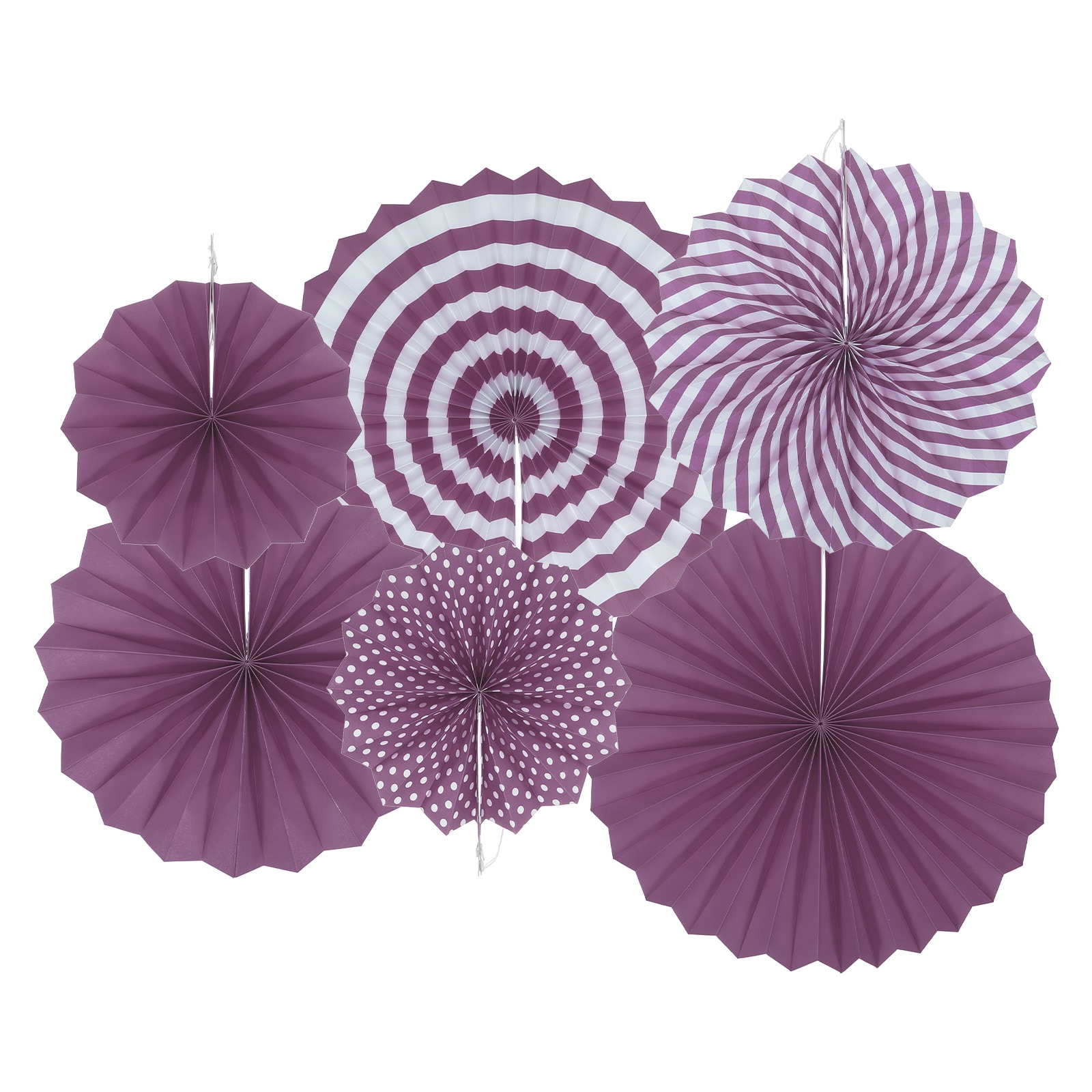 Unique Bargains Hanging Paper Fans Party Set 6pcs Round Pattern Hanging Paper Fans Decoration for Home Shop Wall Birthday Wedding Graduation Events(Purple)