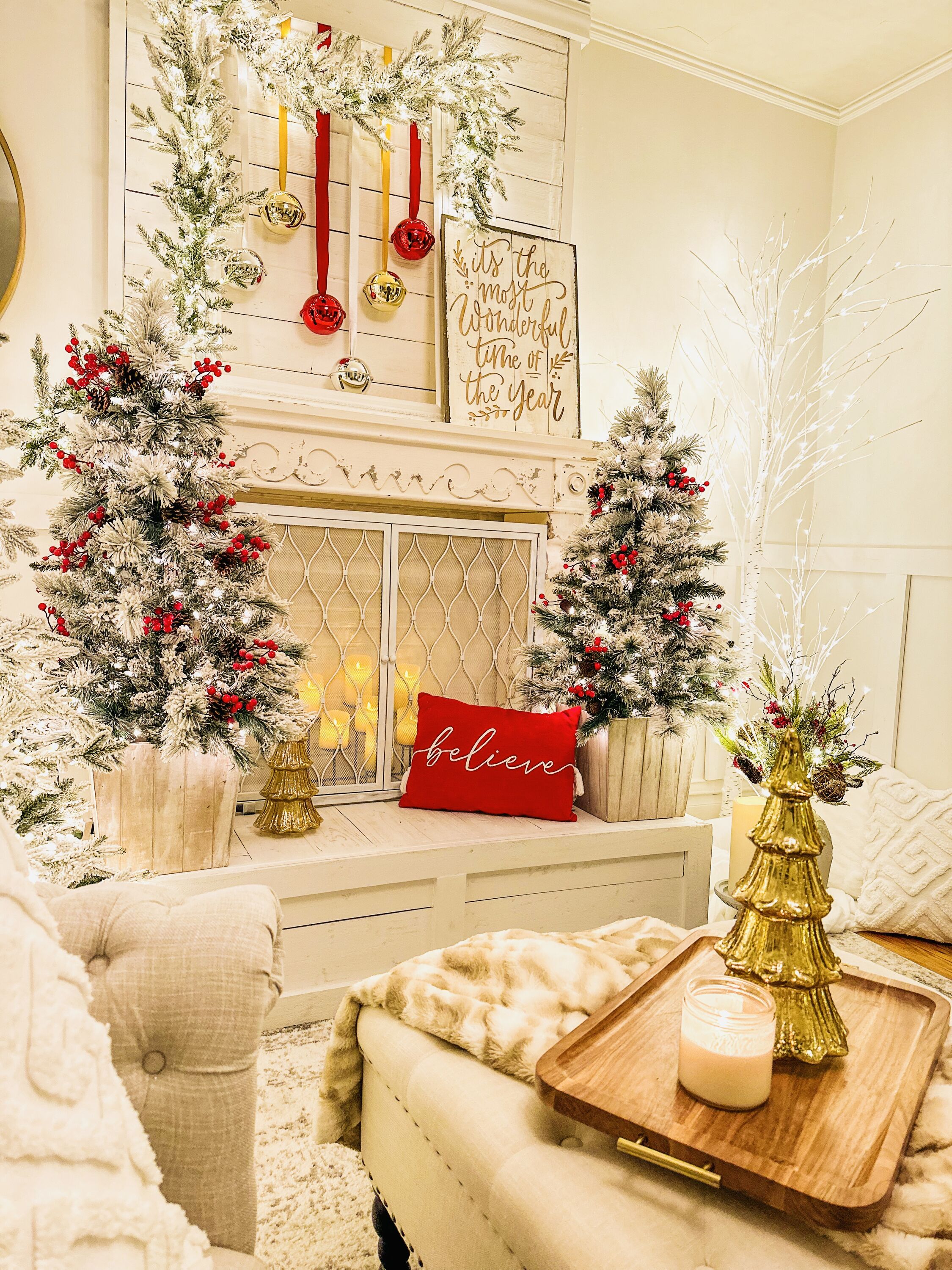 4ft Pre-Lit Frosted Ashcroft Fir Potted Christmas Tree with Red Berries