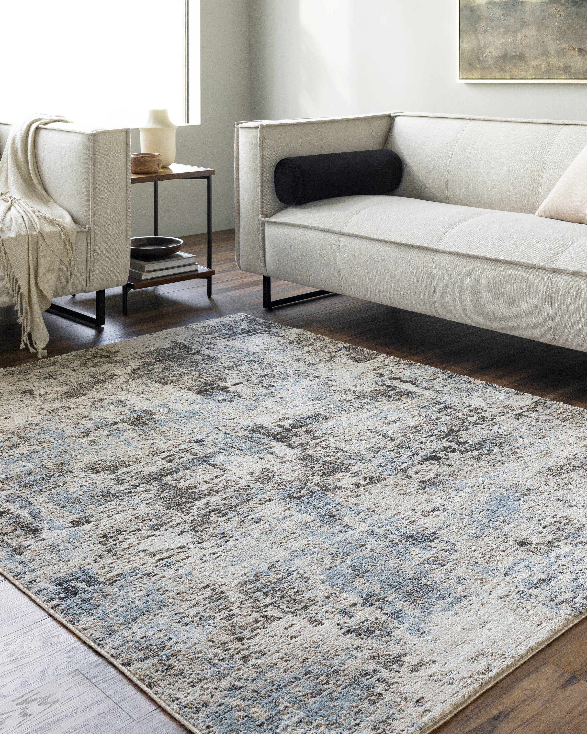 Livabliss ALG2359-679 Allegro 7 x 9 (ft) Loomed Polyester Light Beige Rectangular Indoor Abstract Rustic Area rug