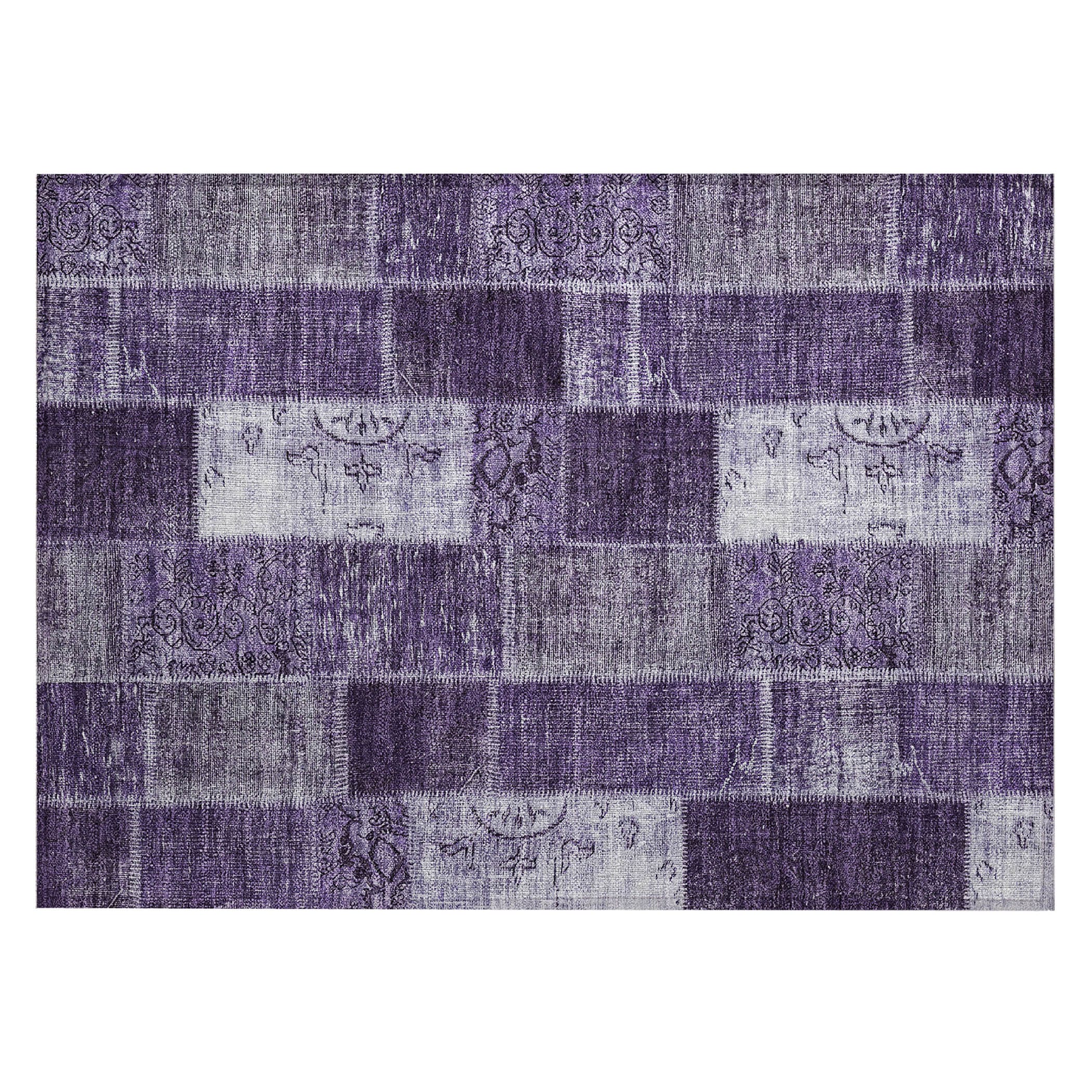 Violet Geometric Synthetic Flat Woven Outdoor Rug 2x3
