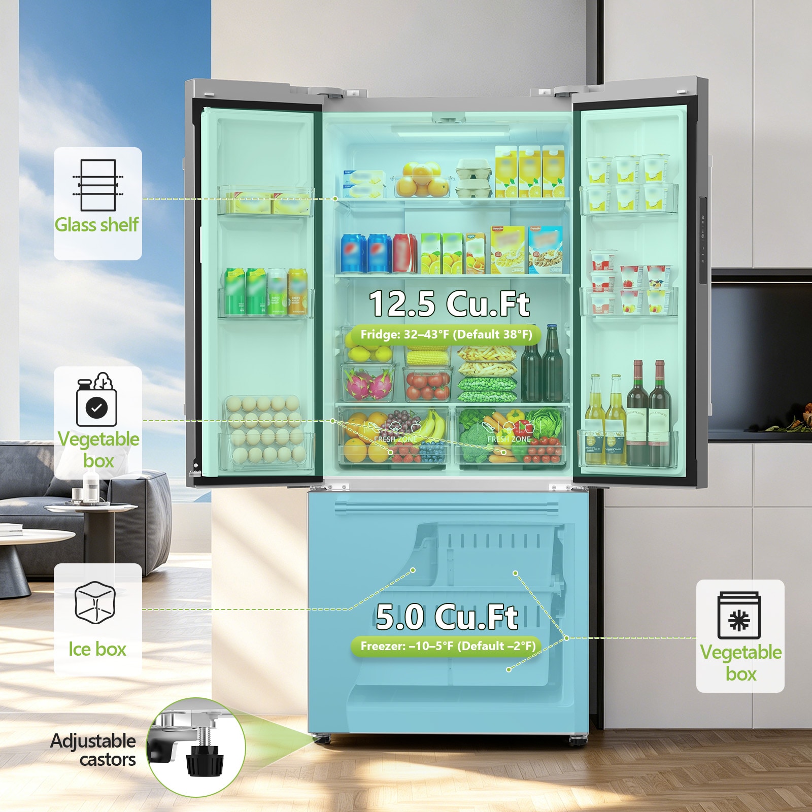 COWSAR LSRW-43770RLR0 French-Door-Refrigerators - View #2