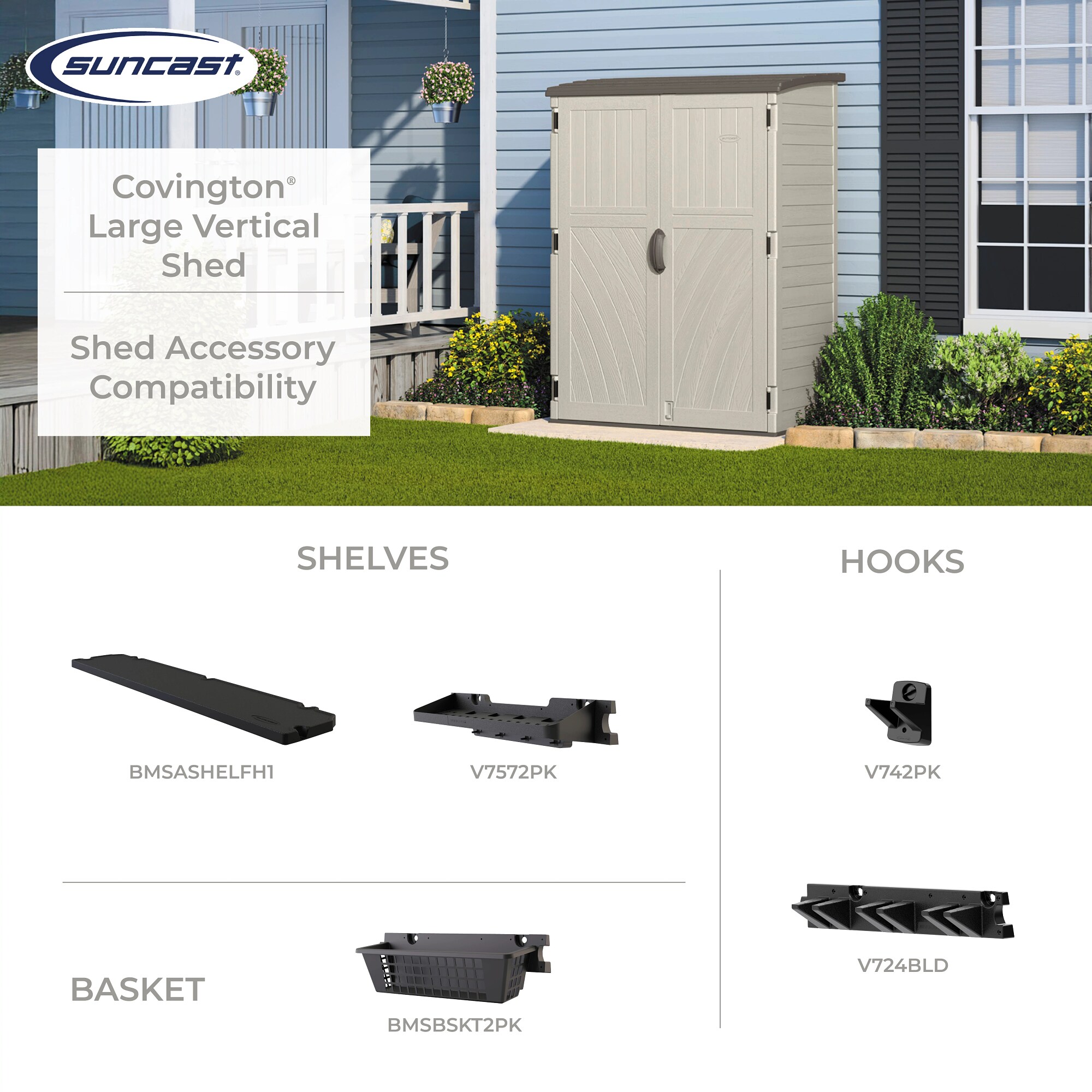 Suncast 4-ft x 2-ft Large Vertical Off-white Lean-to Resin Storage Shed (Floor Included)