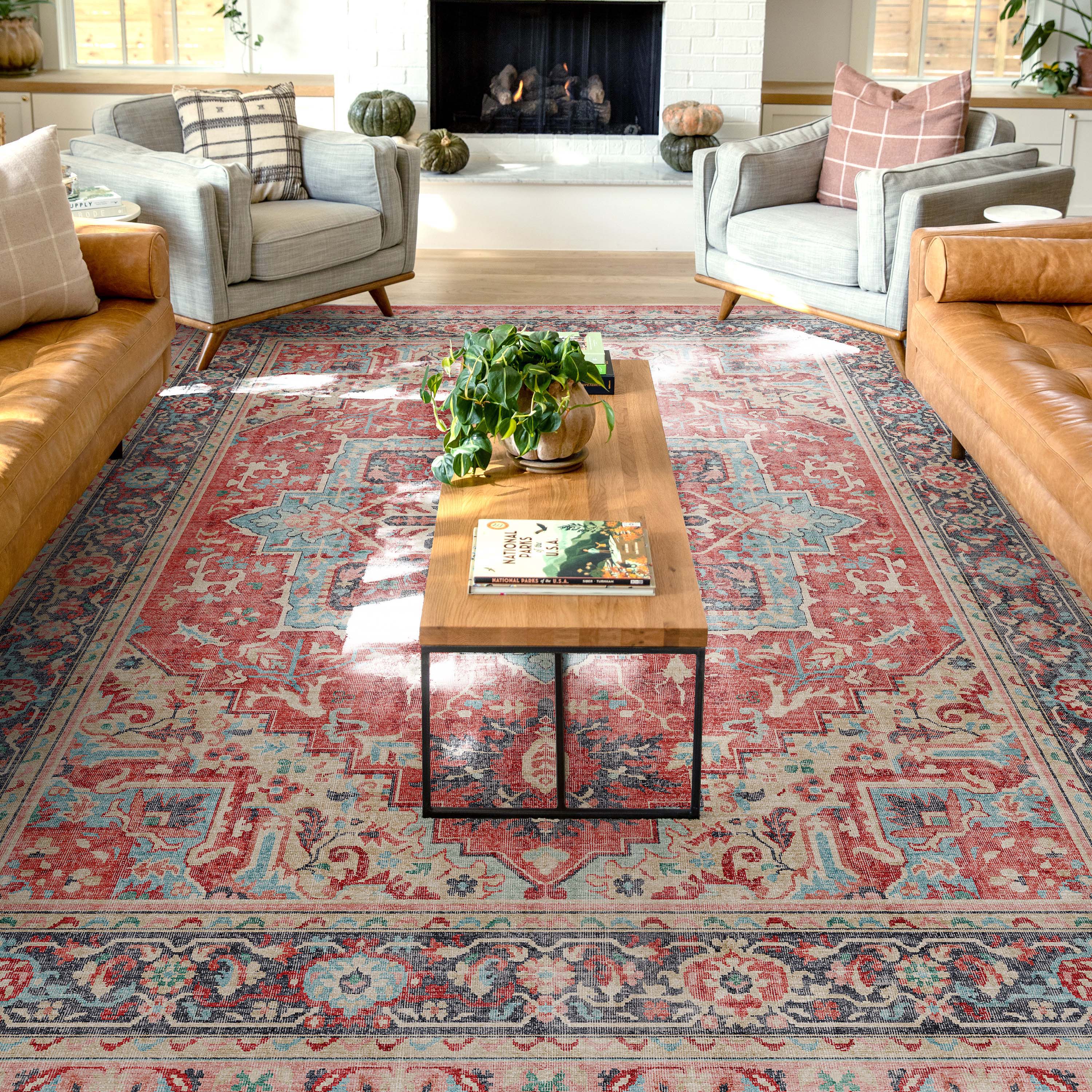 Well Woven W-AP-28A-7 Apollo 8 x 10 (ft) Flatweave Polyester Red Rectangular Indoor Medallion Vintage Area rug