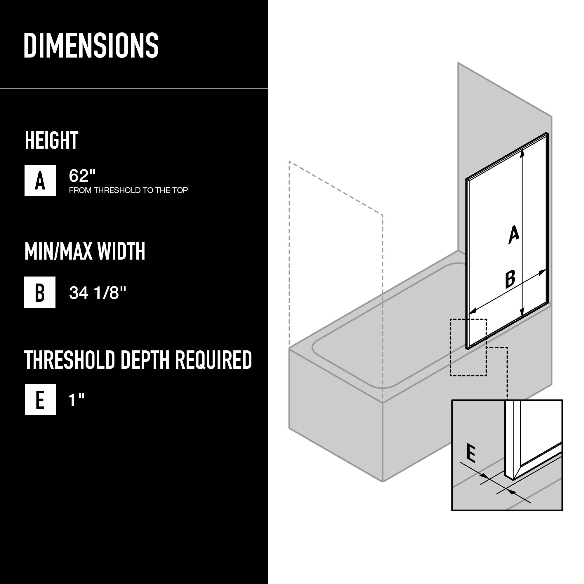 VIGO VG6077MBFL3462 Bathtub-Doors - View #3
