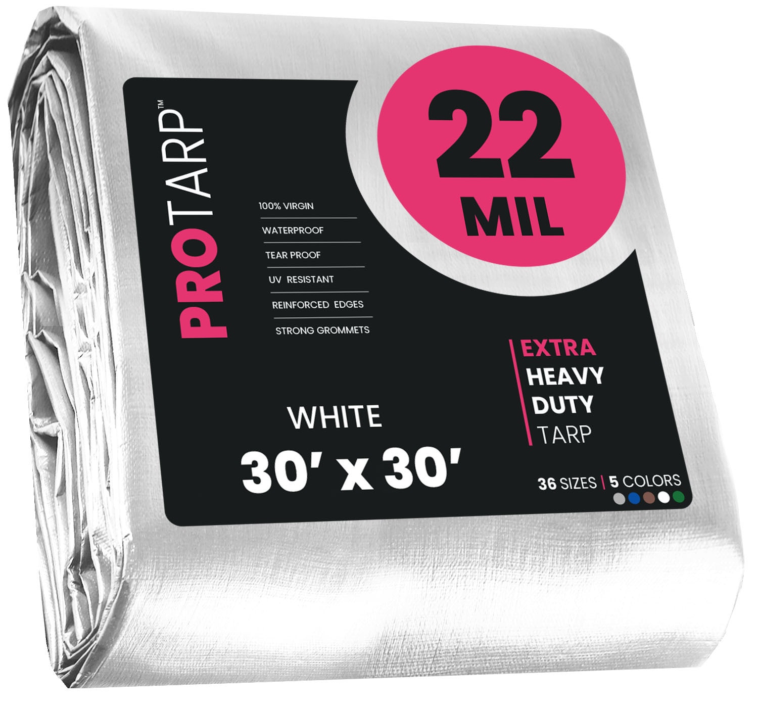 PROTARP PT-204-30X30 30-ft x 30-ft White Waterproof Commercial Polyethylene 22-Mils Tarp