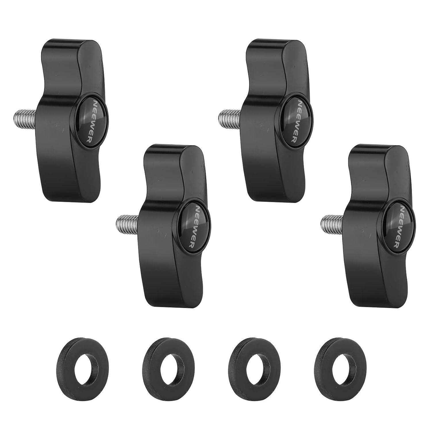 NEEWER 4-Pack T-Shaped M6 Screw Knob Buttons Adapter for LED Video Panel Lights Replacement Accessory Kit with Seal Rings