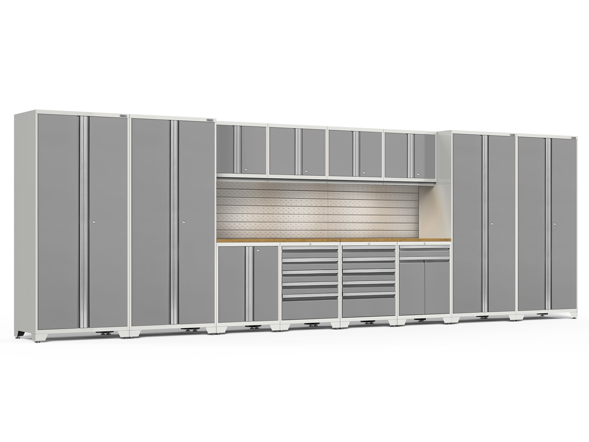 NewAge Products 58918 256-in W x 84.75-in H x 24-in D 12 -Cabinets Steel Platinum Garage Storage System