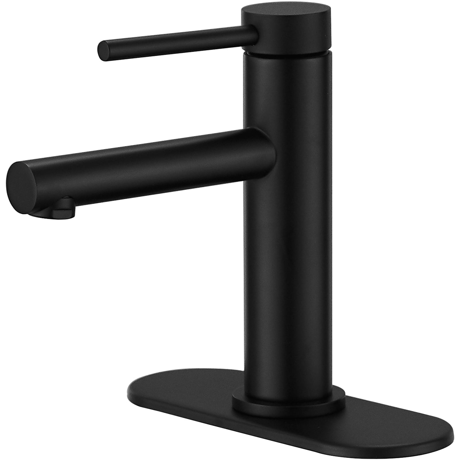 BWE A-96008-B Matte Black Single hole 1-handle WaterSense Mid-arc Commercial/Residential Handle Bathroom Sink Faucet with Deck Plate