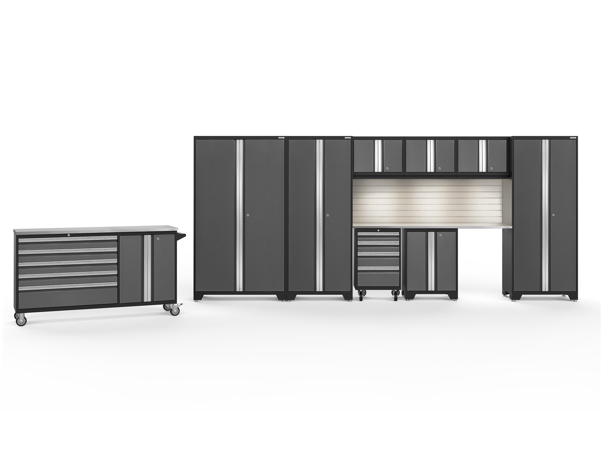 NewAge Products 56125 236-in W x 76.75-in H x 18-in D 9 -Cabinets Steel Charcoal Gray Garage Storage System