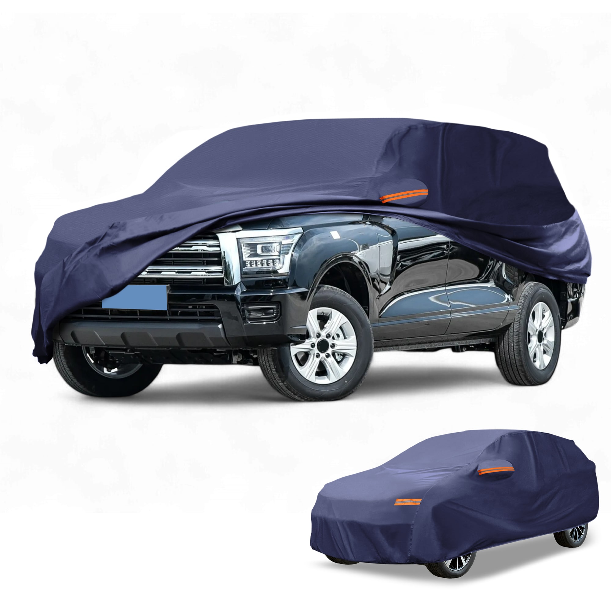 Unique Bargains Waterproof All-Weather Universal Car Cover with Right Side Zipper 190T-PU Navy Blue Fits for SUV 190Inch to 200Inch Length