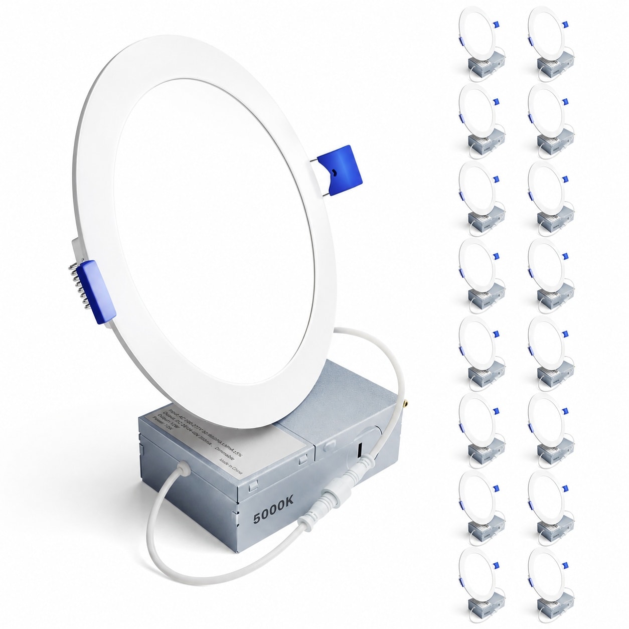 Aoibox  6 in Canless LED Recessed Ceiling Downlight 16 Pack 5000K Daylight 1050 Lumens 12W Dimmable IC Rated