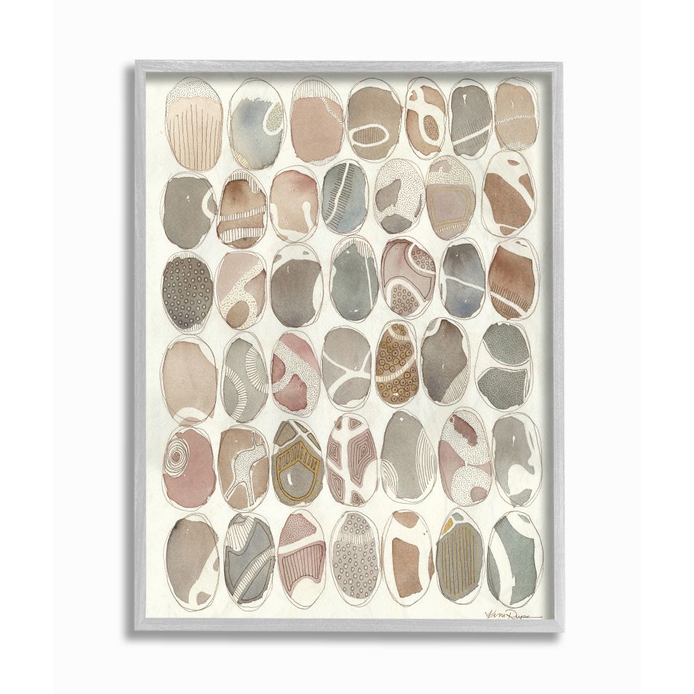 Stupell Industries AB-300-GFF-11X14 Painted Patterned Rocks Organic Abstract Lines Kim Rupe Framed 14-in H x 11-in W Abstract Print