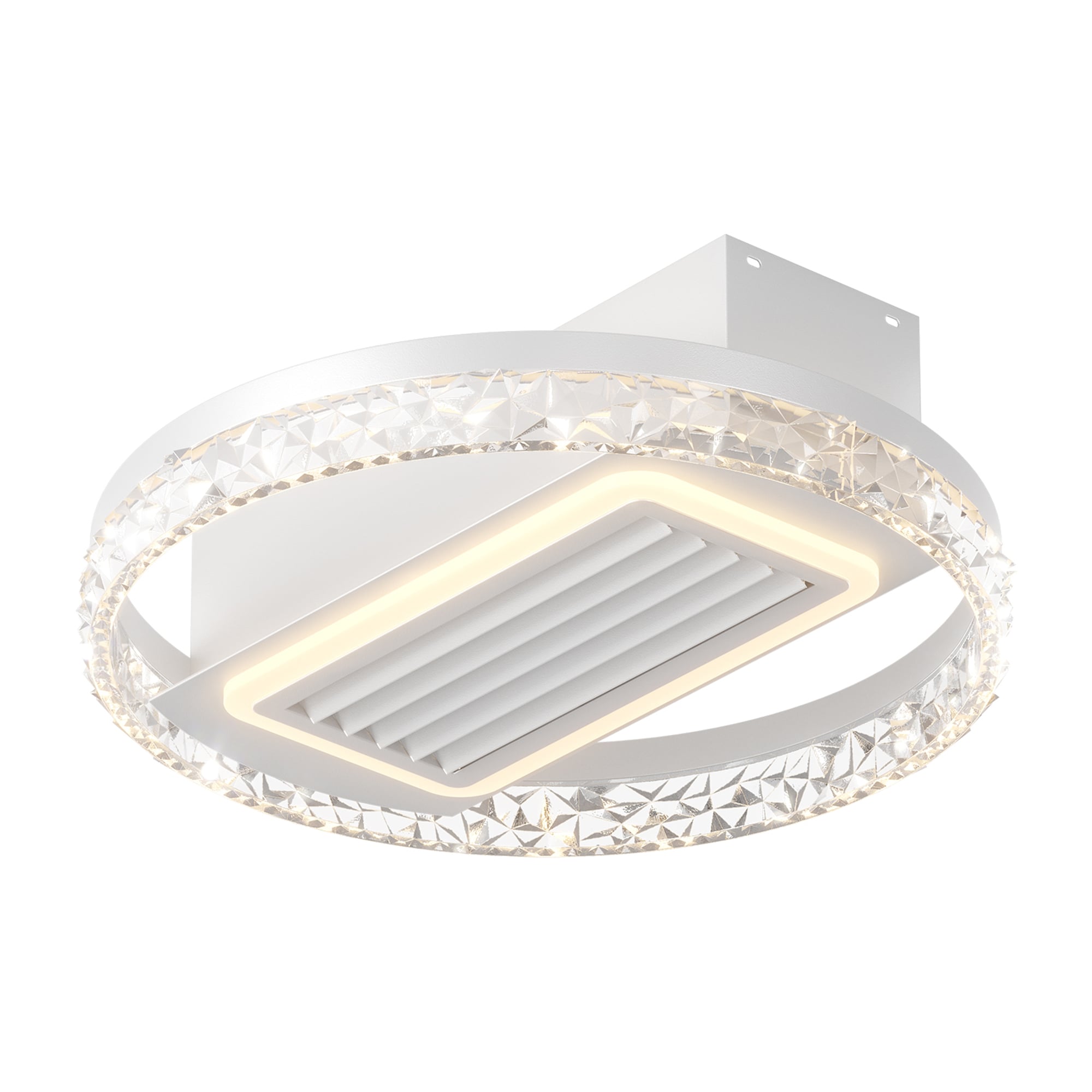 Bybafun YB5700111 20-in Color-Changing Flush Mount White with Finished Blades Fandelier Ceiling Fan Light Kit Compatible - Remote Included ( 1 -Blade )