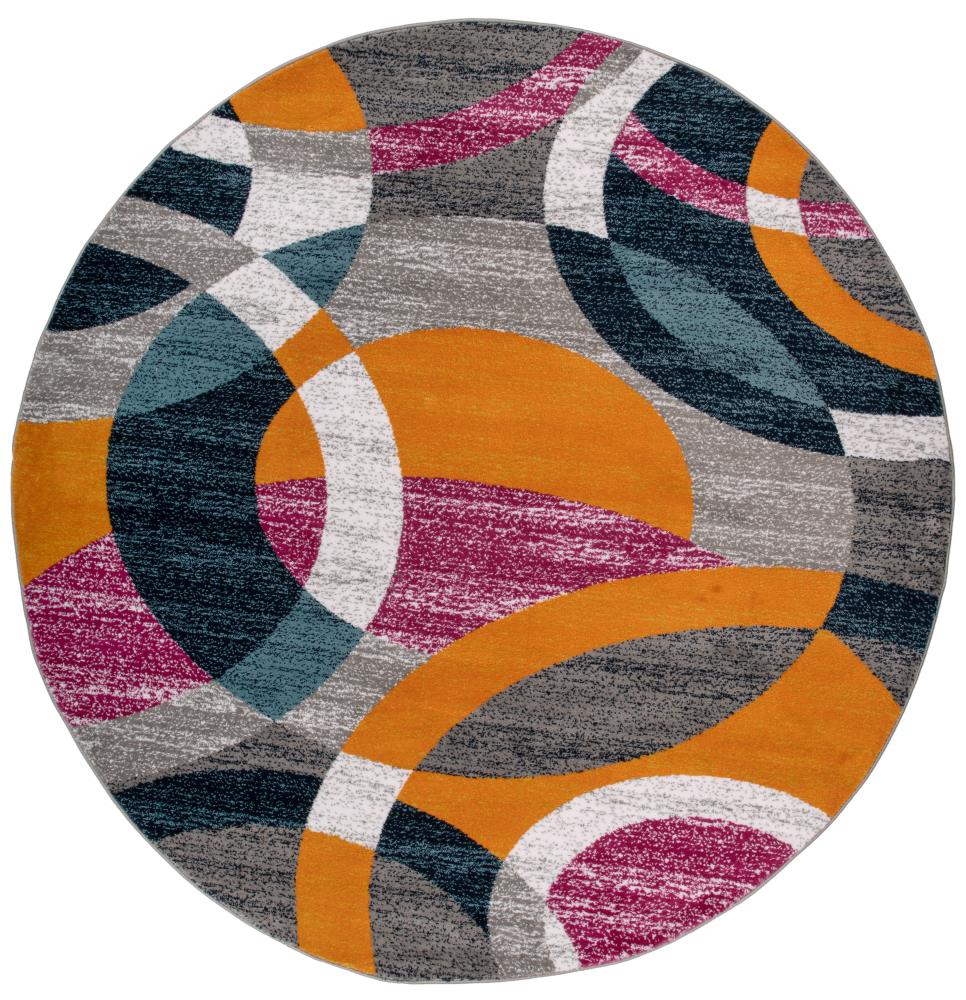 World Rug Gallery Florence Orange Round Indoor Mid-Century Modern Area