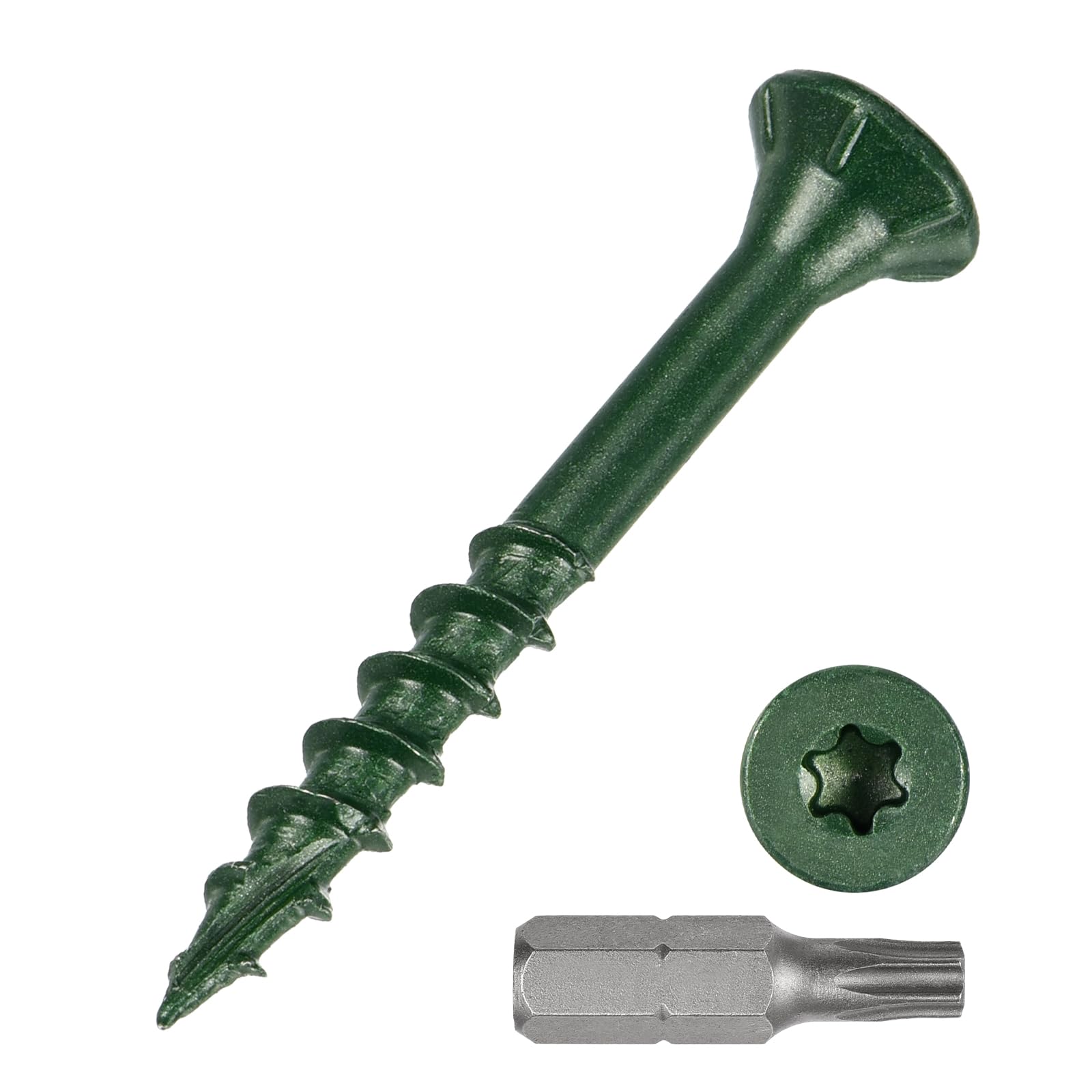 Phewnyzo  Deck Screws Number 8 by One and One Half Inch Carbon Steel Wood Screws Epoxy Coated with T25 Torx Drive Head for Wood Fence Table