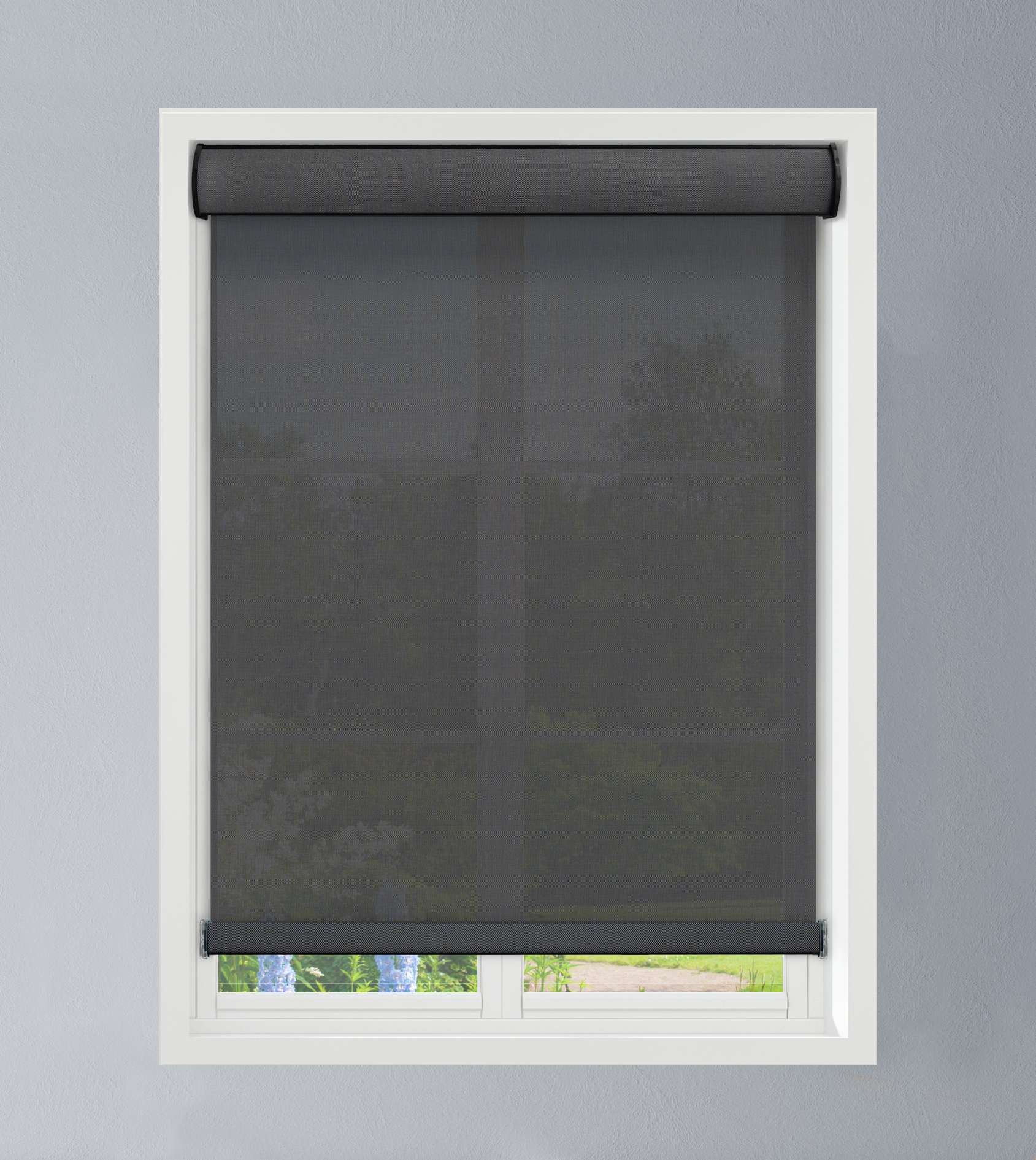 Linen Avenue - Custom Cordless Cassette 5% Solar Roller Shade 23Wx78H Charcoal Arrives .25 Inch ...