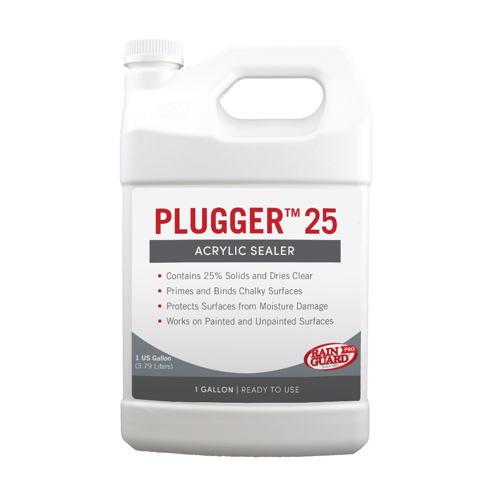 RainguardPro CR-1525 Plugger 25 Clear, Semi-Satin Eggshell Transparent Water-based Mildew Resistant Mold Resistant Interior/Exterior Sealer ( 1-gallon )